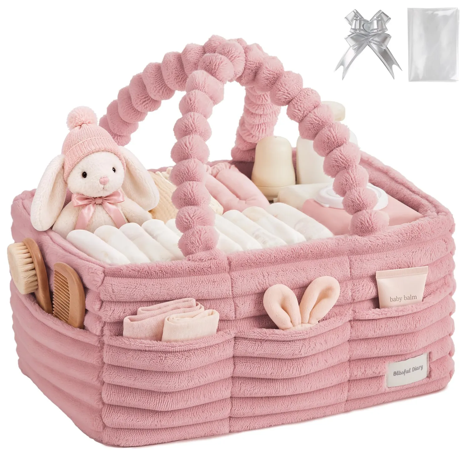 Blissful Diary Flannel Diaper Caddy Organizer & Gift Packaging, Blush Pink