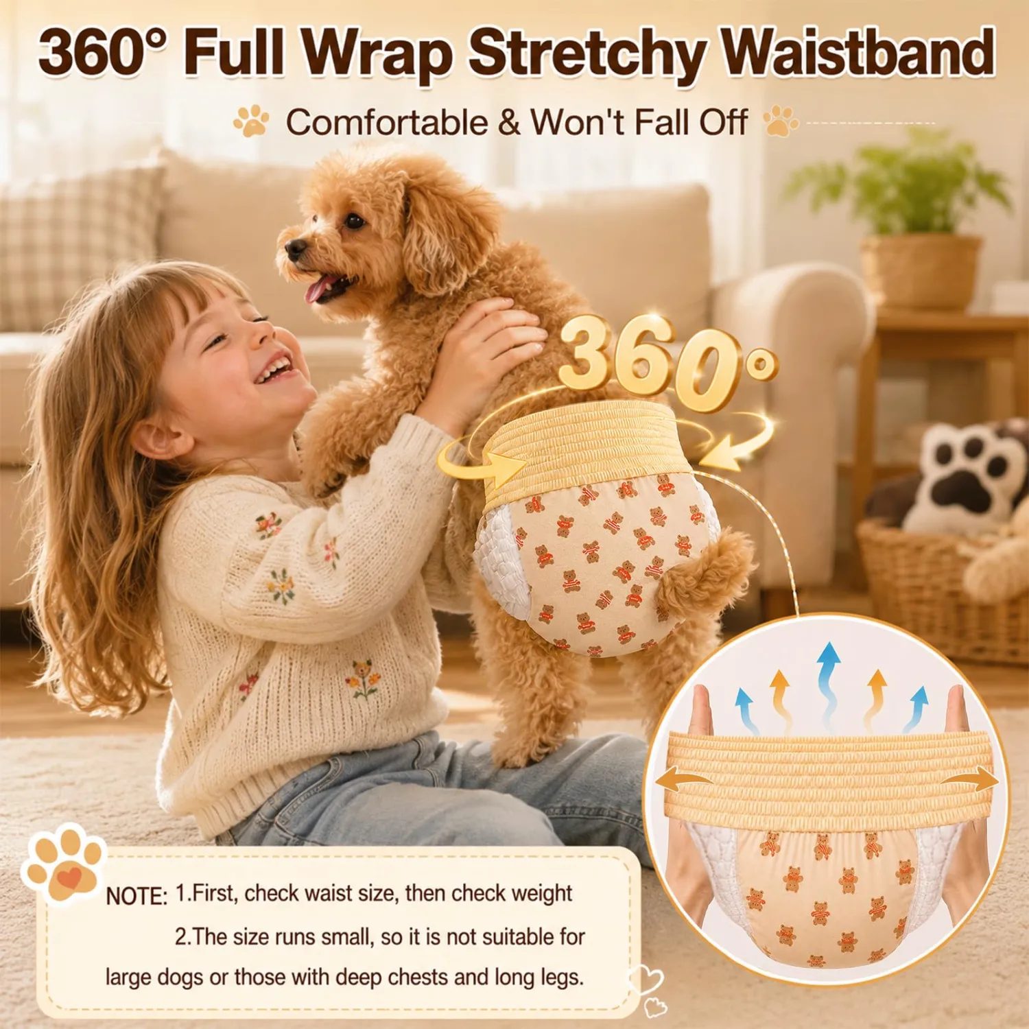 Dog Diapers Female, Disposable Diapers for Female Dog with Stretchy Waist