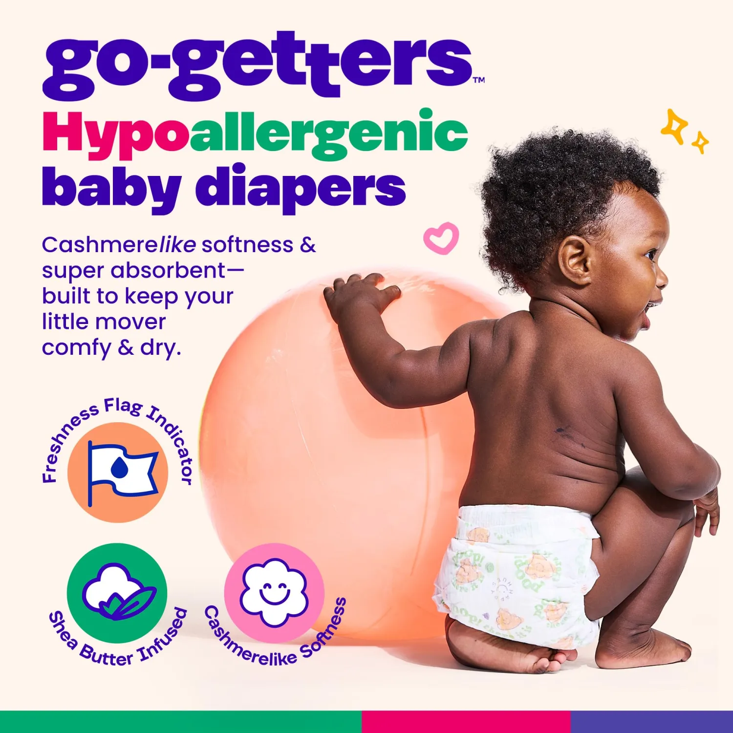 Happy Hues Go-Getters Disposable Diapers Size 4, 22-37 lbs, 84 Count
