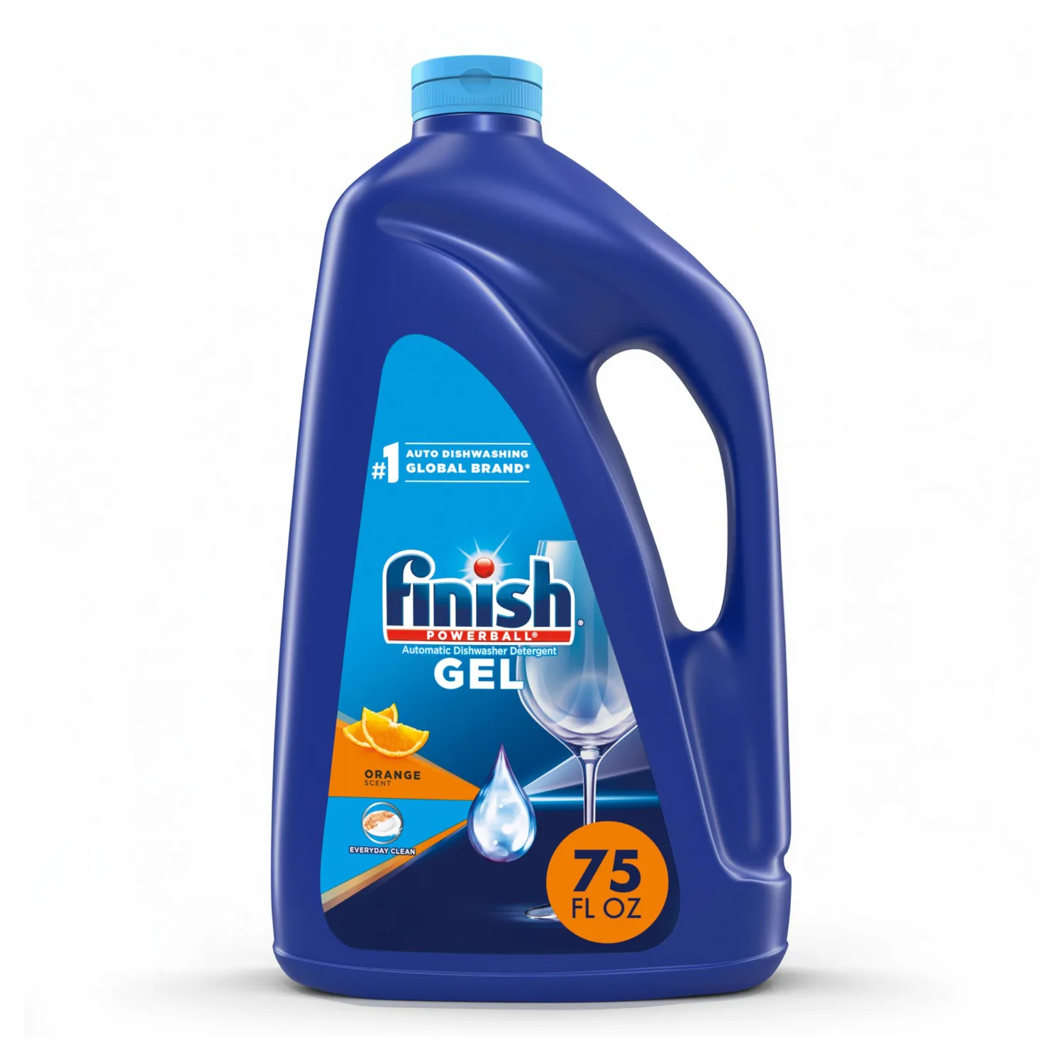 Finish Gel Dishwasher Detergent Liquid, Plastic Free Formula, Orange, 75oz