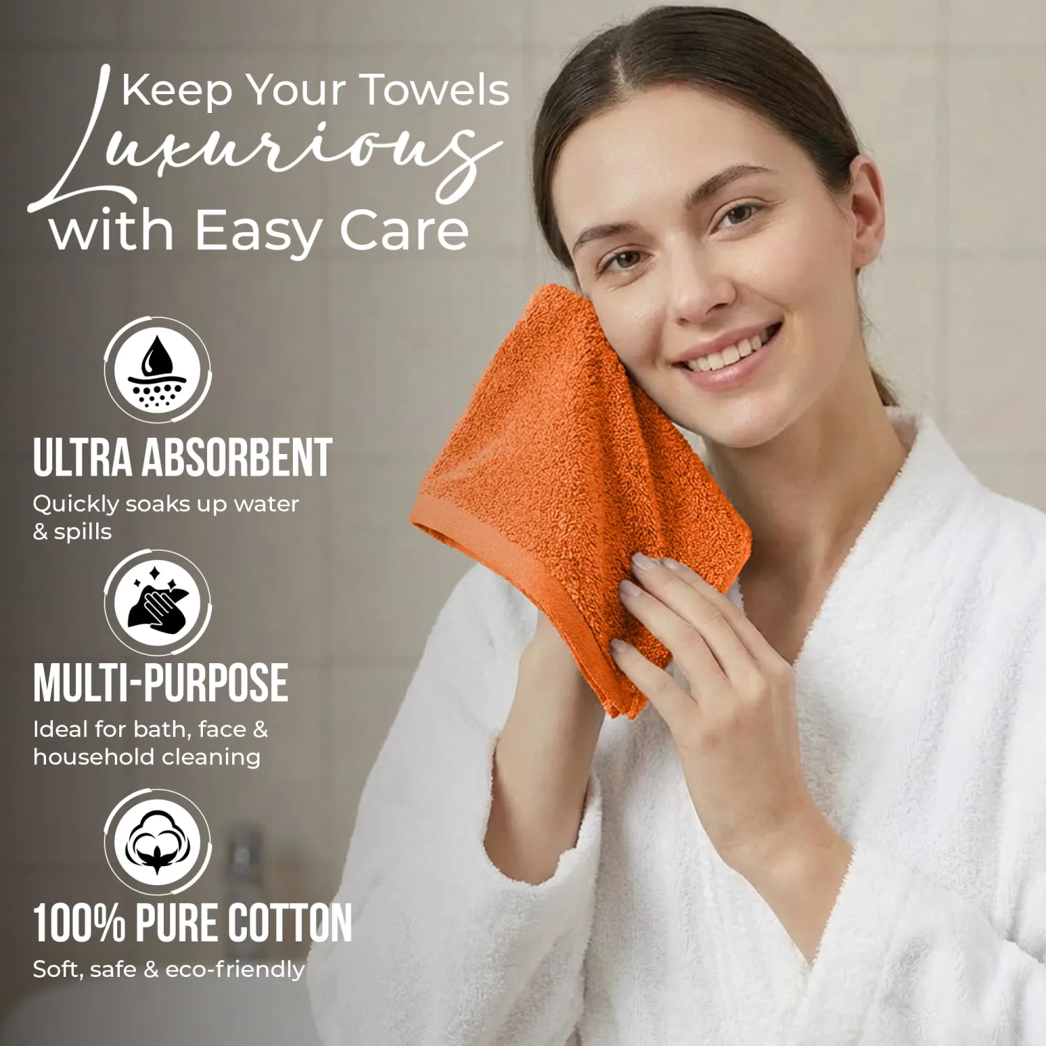 RIVERSIDE 24 Pack Wash Cloths for Showering, 12x12 inches, Orange