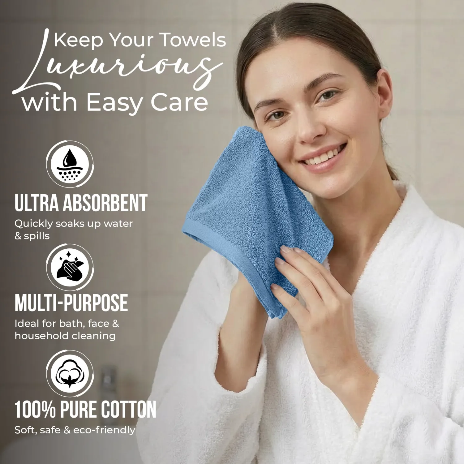 RIVERSIDE 24 Pack Wash Cloths for Showering, 12x12 inches, Electric Blue