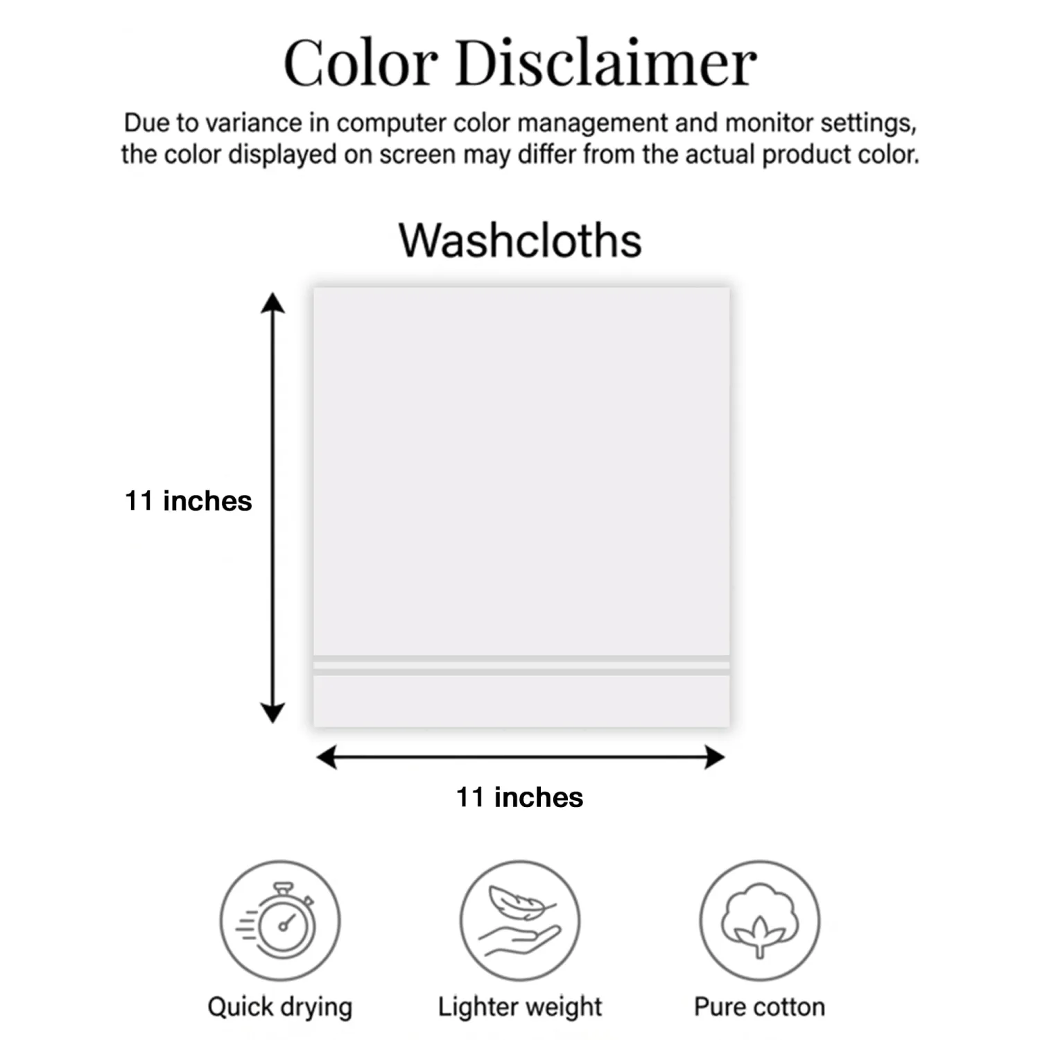RIVERSIDE 10 Pack Washcloths Set, 12x12 inches, Assortment 6
