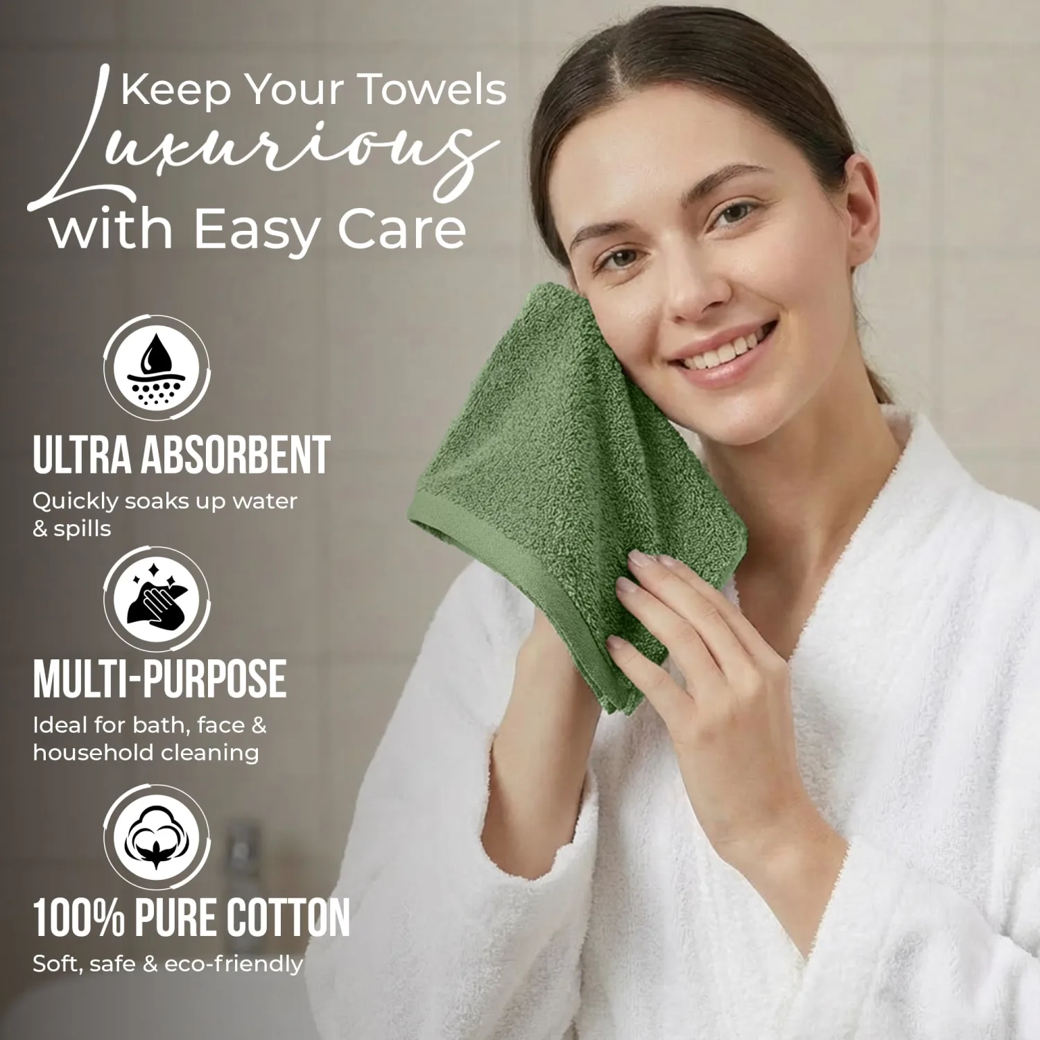 RIVERSIDE 10 Pack Washcloths Set, 12x12 inches, Assortment 6