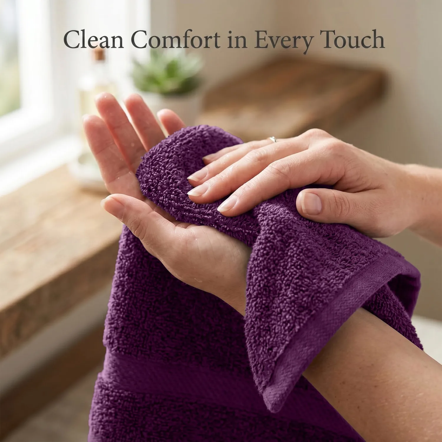 RIVERSIDE 6 Pack Premium Hand Towels Set, 16x28 in, 600 GSM, Purple Passion