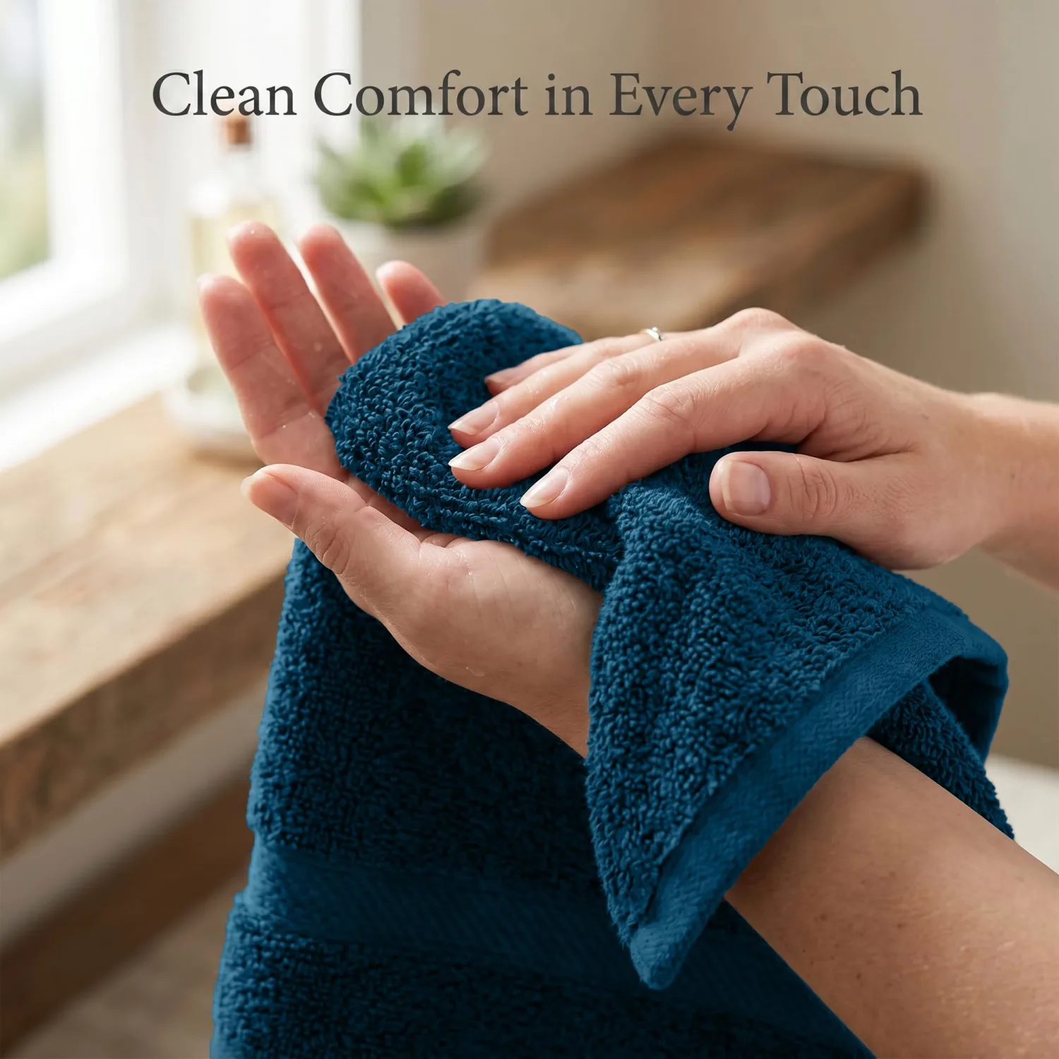 RIVERSIDE 6 Pack Premium Hand Towels Set, 16x28 in, 600 GSM, Blue Opal