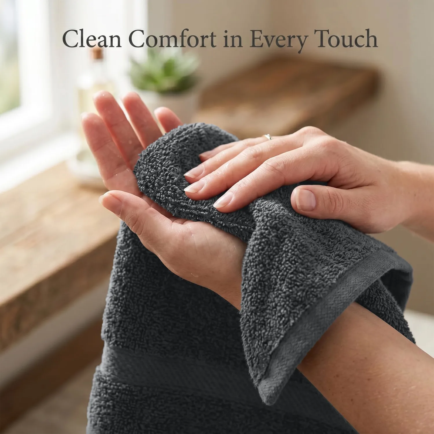 RIVERSIDE 6 Pack Premium Hand Towels Set, 16x28 in, 600 GSM, Gray