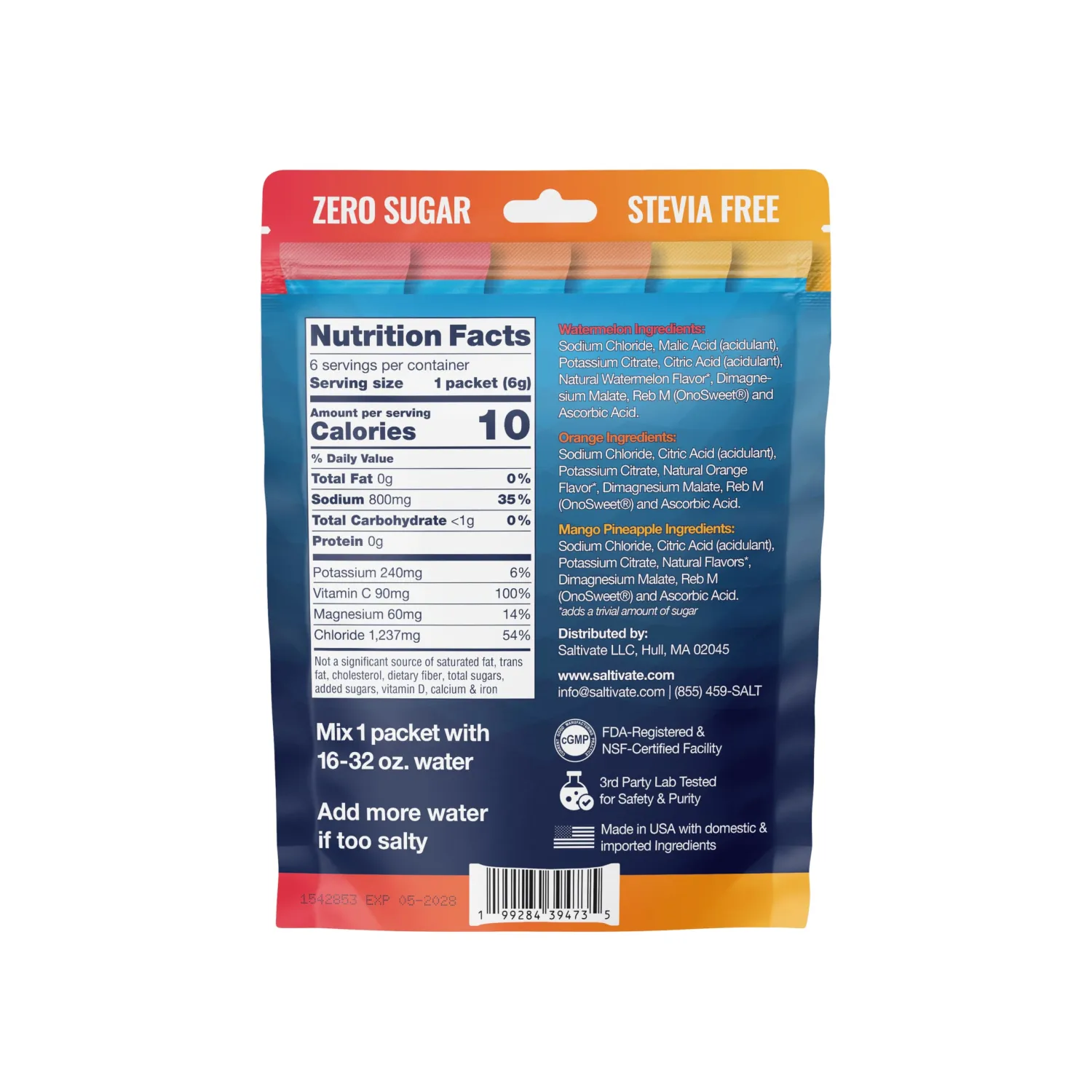 Electrolyte Packets Variety Pack, 3 Flavors, 6 Stick Packs