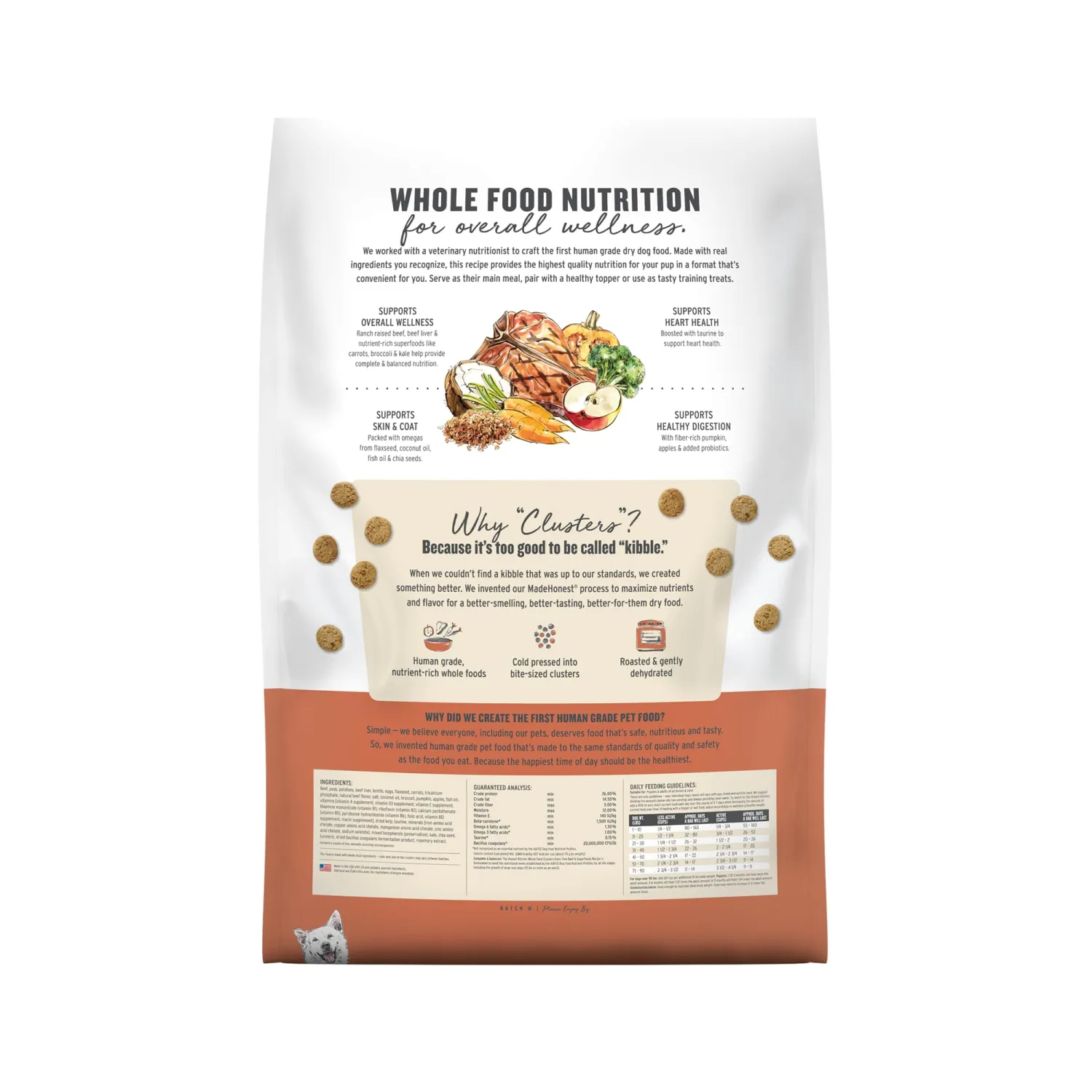 The Honest Kitchen Grain Free Beef & Superfoods Whole Food Clusters, Human Grade Dry Dog Food, Vet-Crafted Nutritional Support for Skin, Coat, Digestion & Overall Wellness, Trial Size, 1 lb Bag