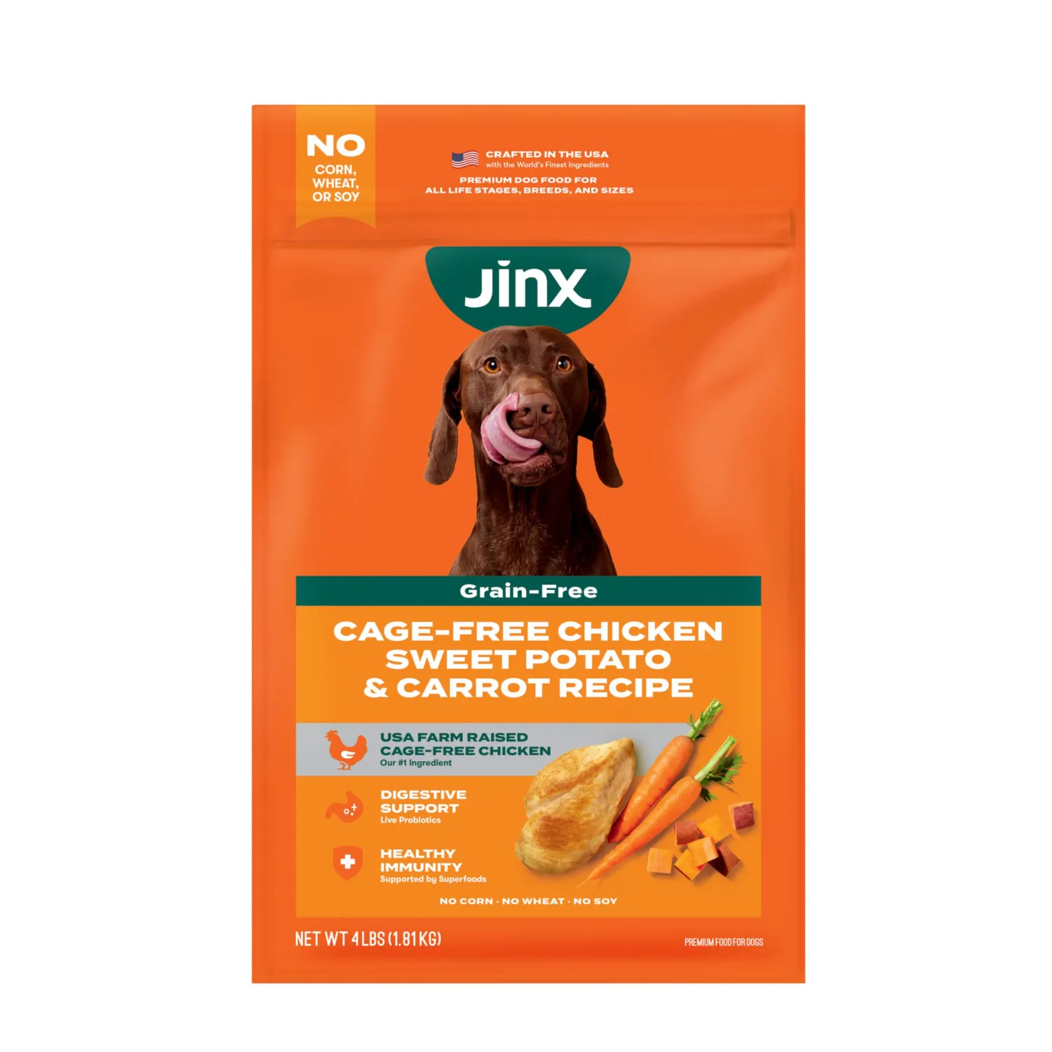 Jinx Grain Free Dry Dog Food - Real Chicken, Sweet Potato & Carrot, 4lb