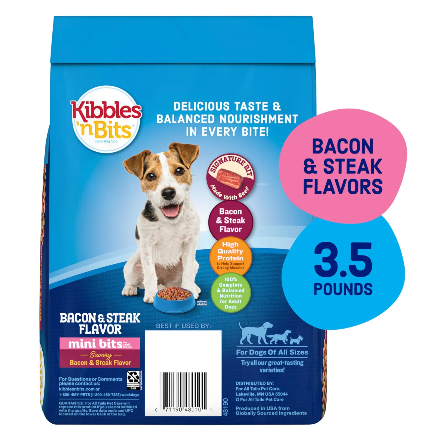 Kibbles 'n Bits Mini Bits Small Breed Dry Dog Food, 3.5 lb. Bag