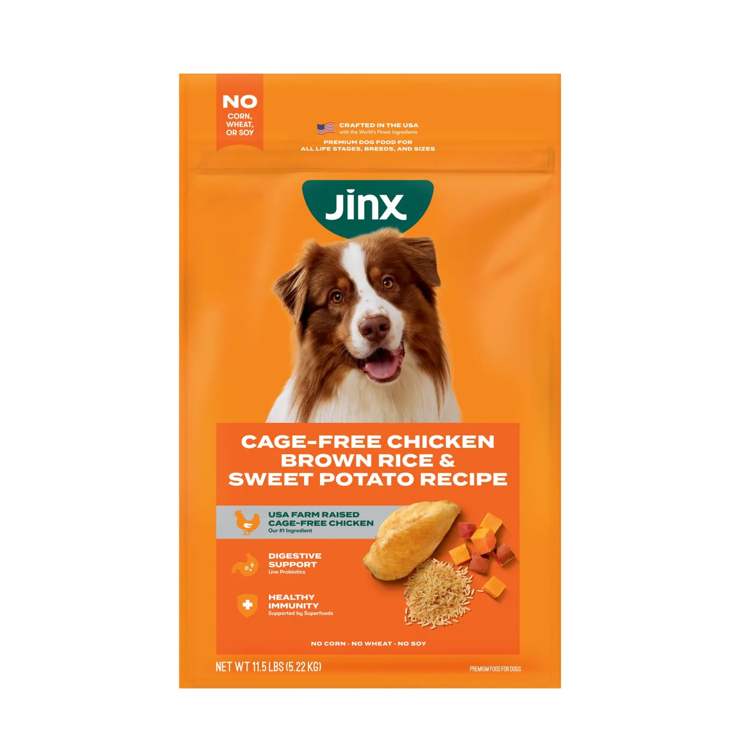 Jinx Dry Dog Food - Cage Free Chicken, Brown Rice & Sweet Potato, 11.5lb