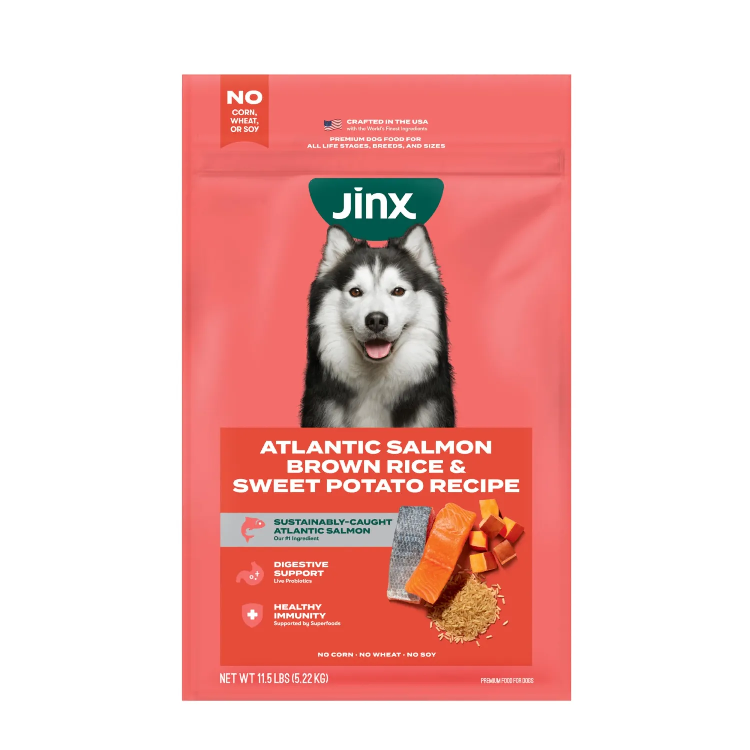 Jinx Dry Dog Food - Real Salmon, Brown Rice & Sweet Potato, 11.5lb
