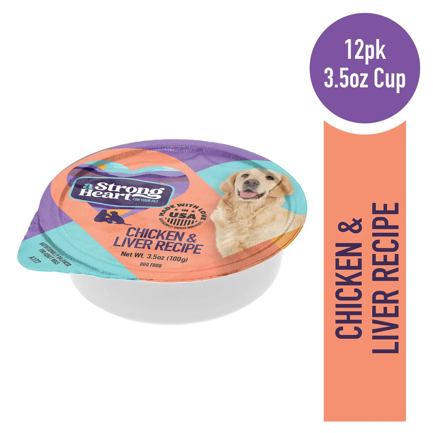 A Strong Heart Chicken & Liver Loaf Dog Food Cups, 3.5oz, 12-Pk