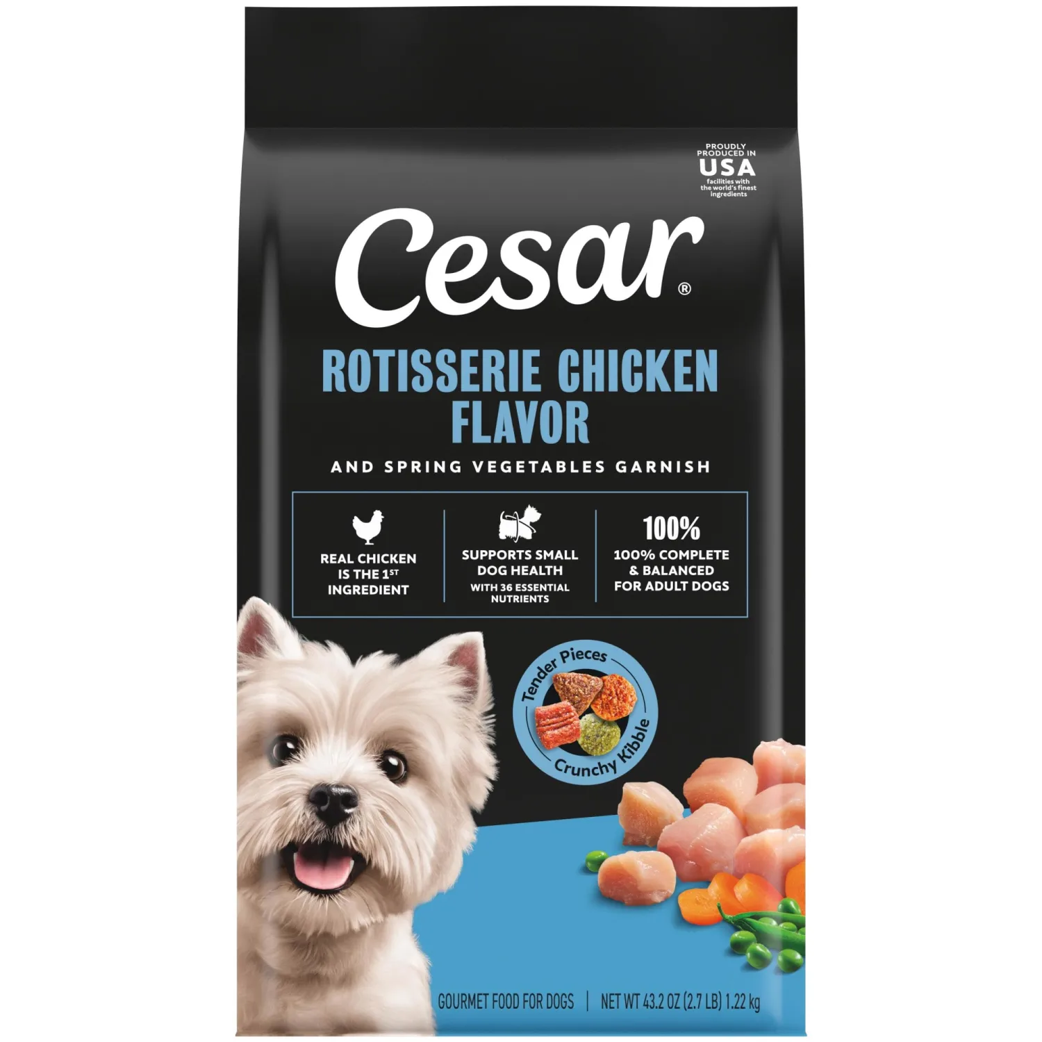 Cesar Small Breed Dry Dog Food, Chicken & Spring Vegetables Flavor, 2.7 lb