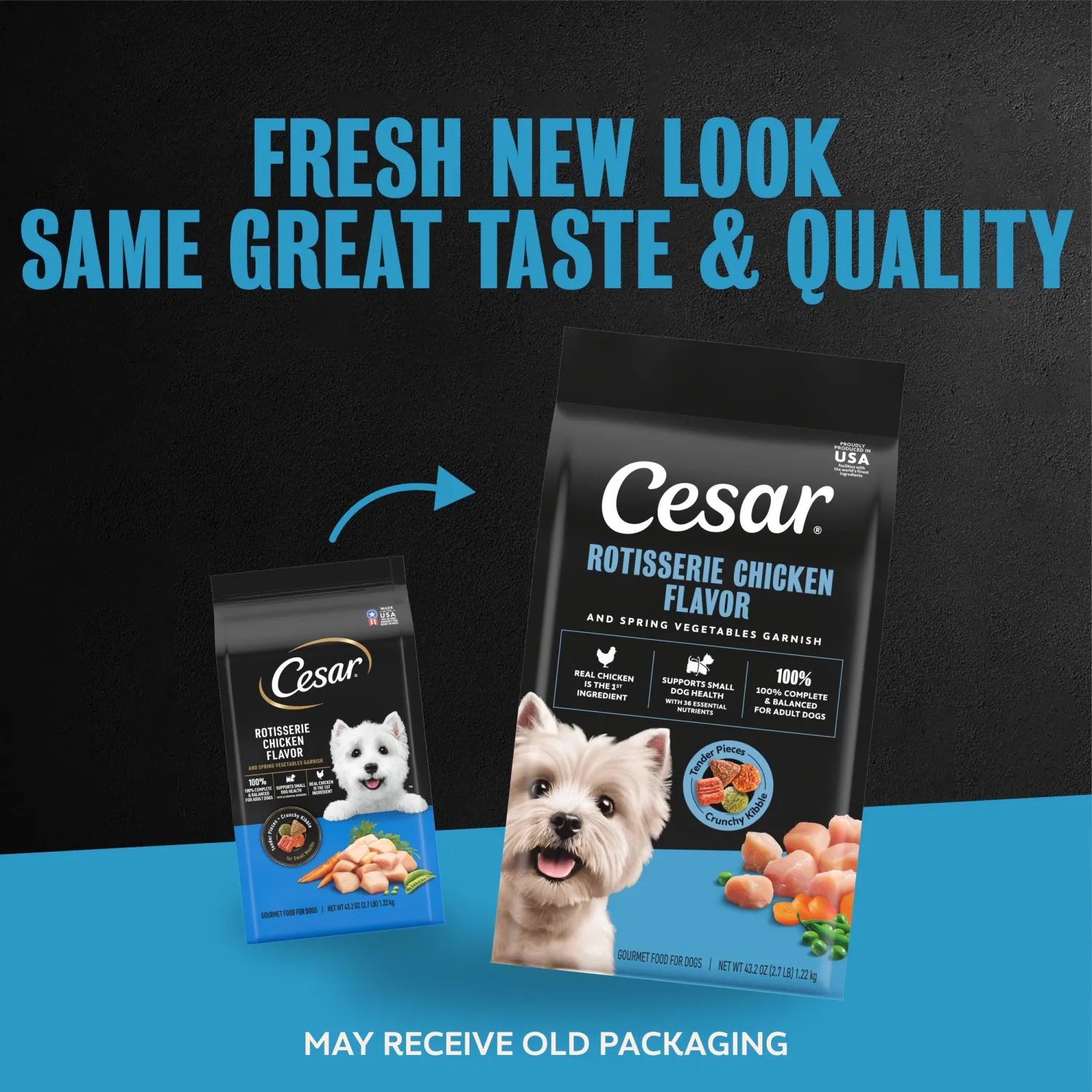Cesar Small Breed Dry Dog Food, Chicken & Spring Vegetables Flavor, 2.7 lb