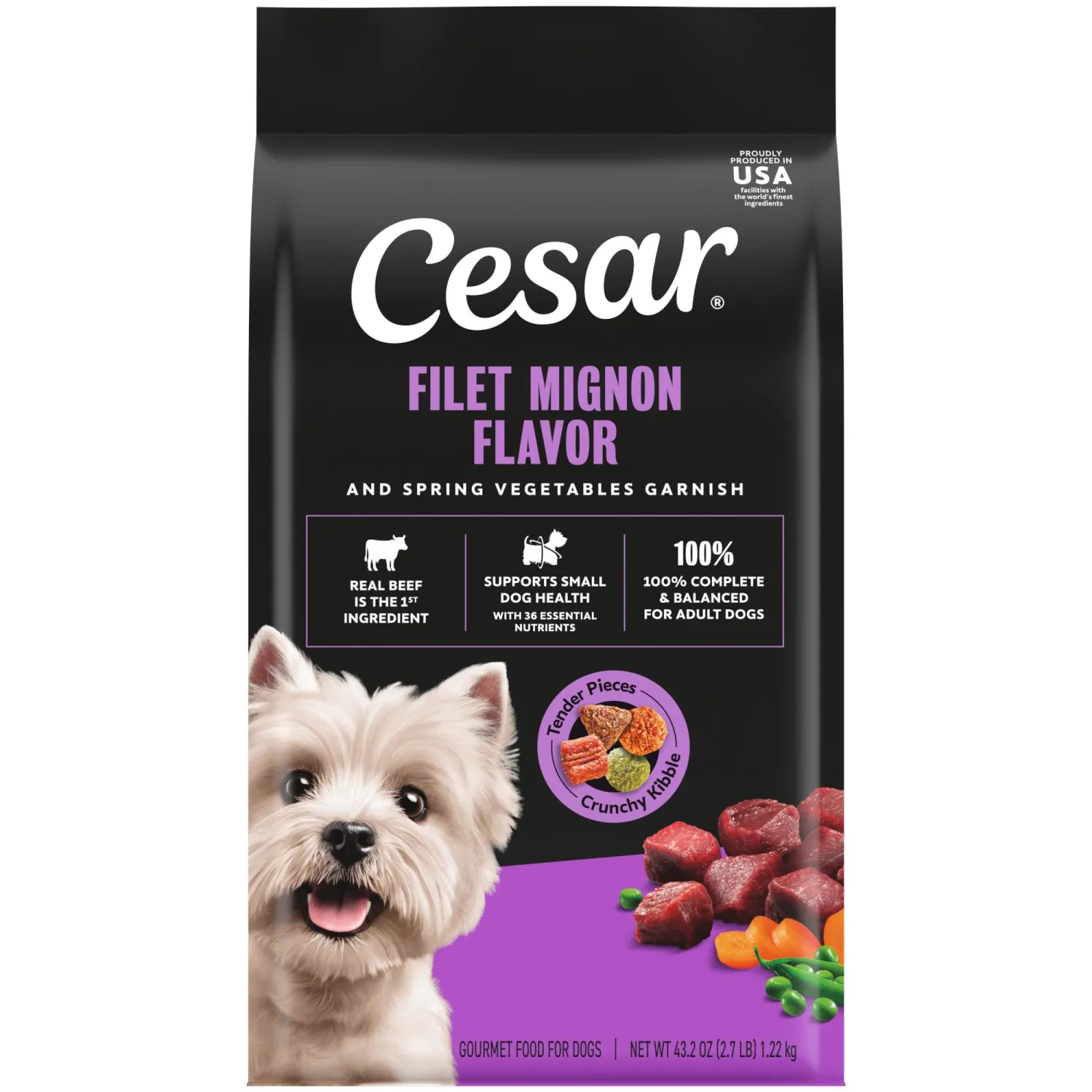 Cesar Small Breed Dry Dog Food, Filet Mignon & Spring Vegetable, 2.7 lb