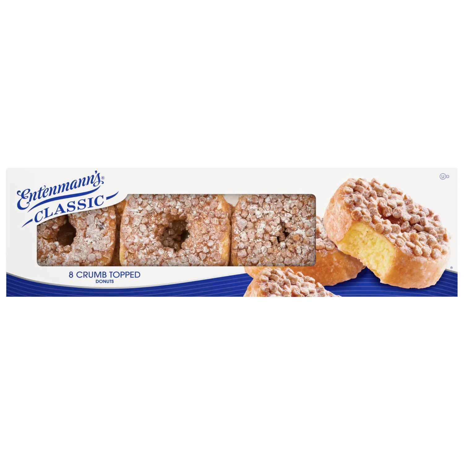 Entenmann's Classic Crumb Topped Donuts, 8 count, (1.88 oz each), Brown Sugar and Cinnamon Coffee Donuts, 15 oz Box