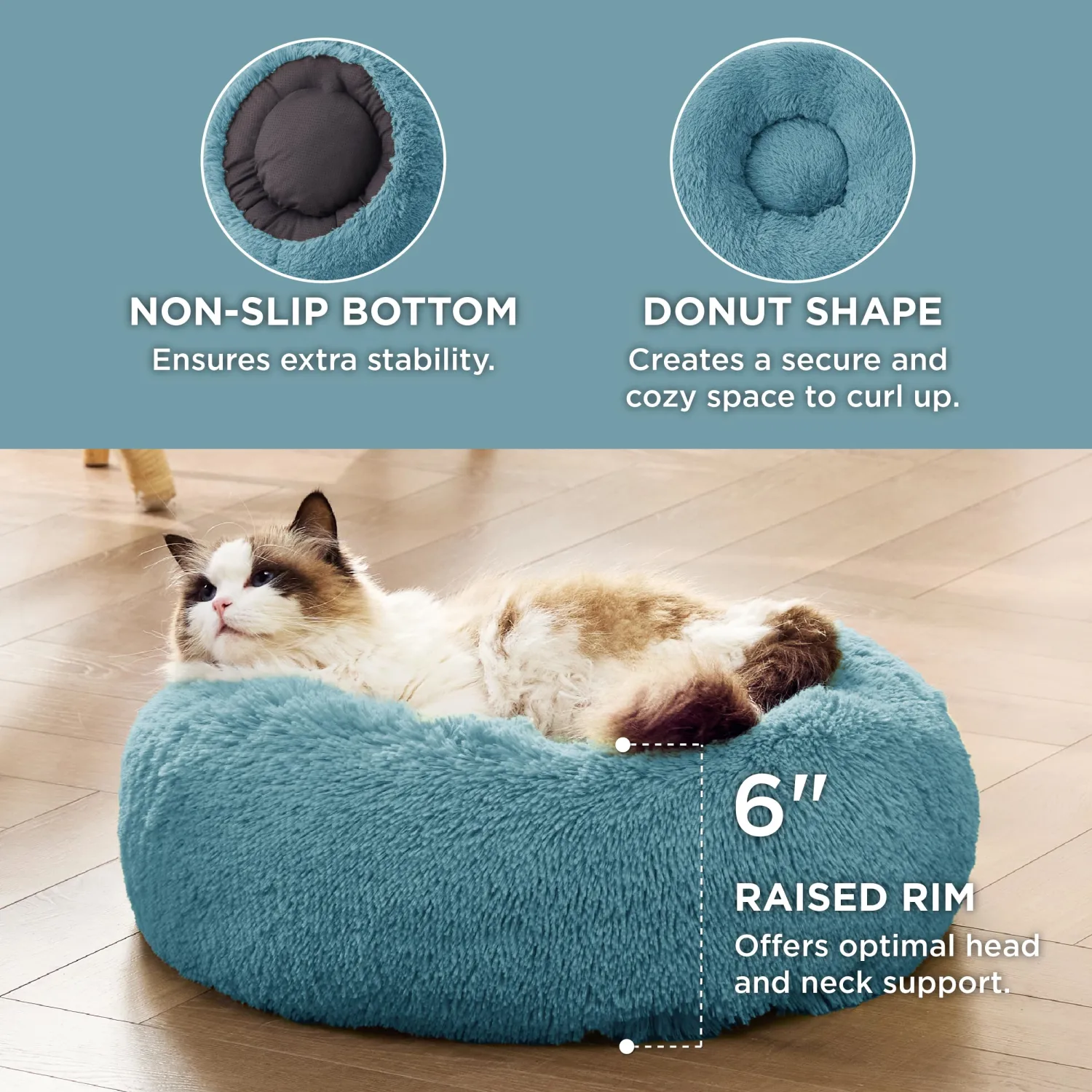 Bedsure Calming Cat Beds Donut Round Washable Kitten Bed,20 inches