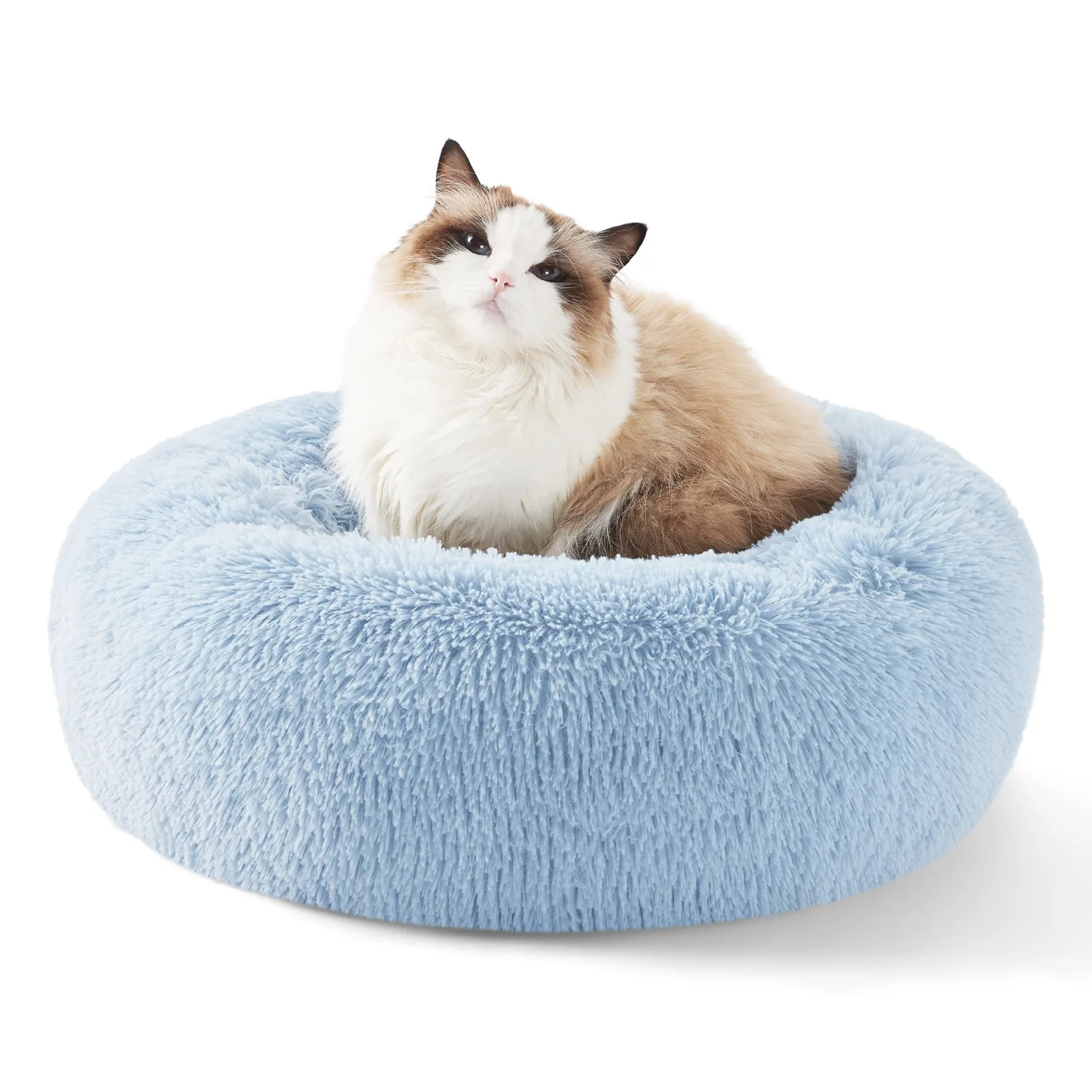 Bedsure Calming Cat Beds Donut Round Washable Kitten Bed,20 inches