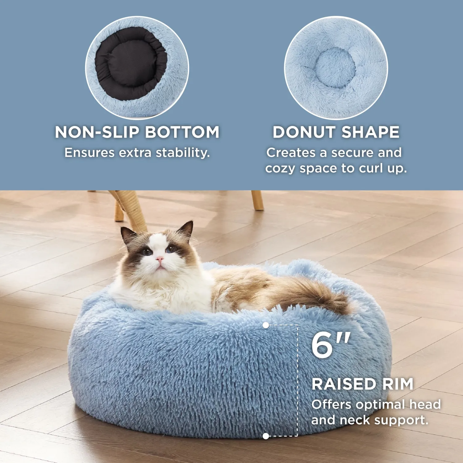 Bedsure Calming Cat Beds Donut Round Washable Kitten Bed,20 inches