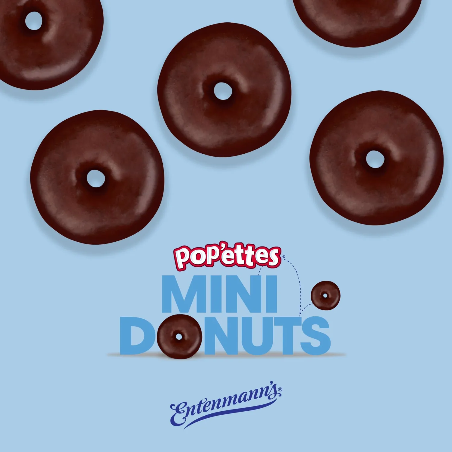 Entenmann's Pop'ettes Frosted Donuts, Chocolate Mini Mini Doughnuts, 9.5 oz Bag