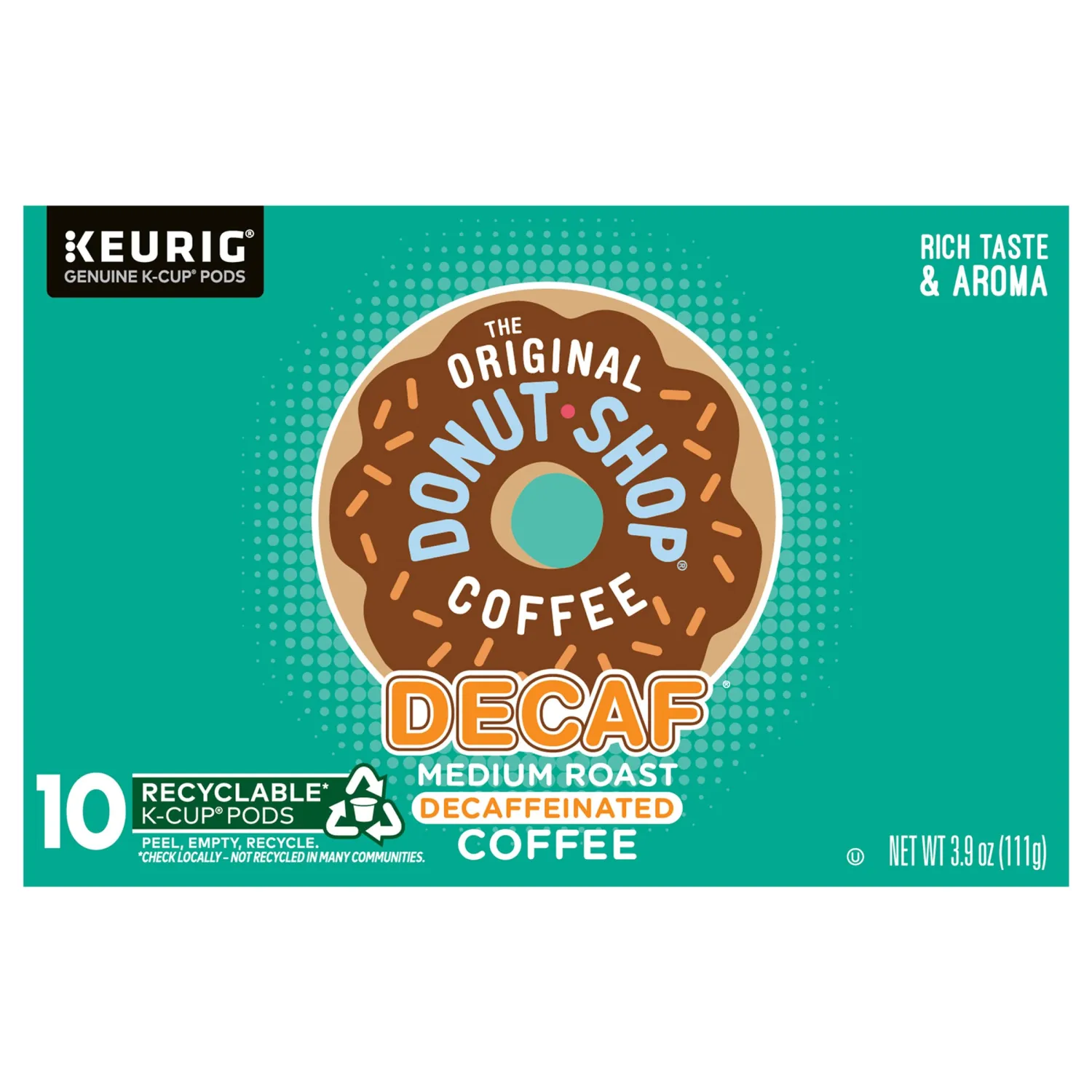 The Original Donut Shop Keurig Single-Serve K-Cup Pods, Decaf Keurig Single-Serve K-Cup Pods, Medium Roast Coffee, 10 Count