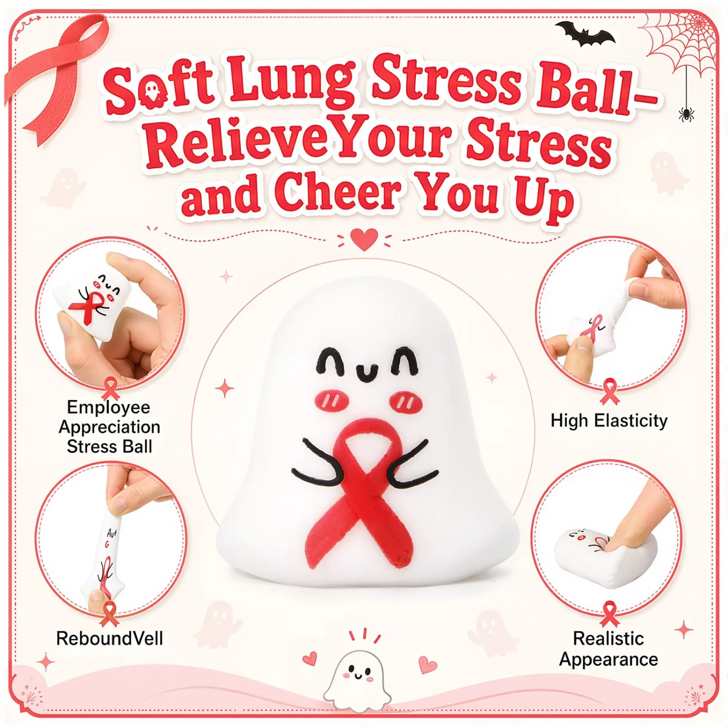 Thenshop 20 Pcs Red Ribbon Week Ghost Balls Halloween Anti Drug Party Favor