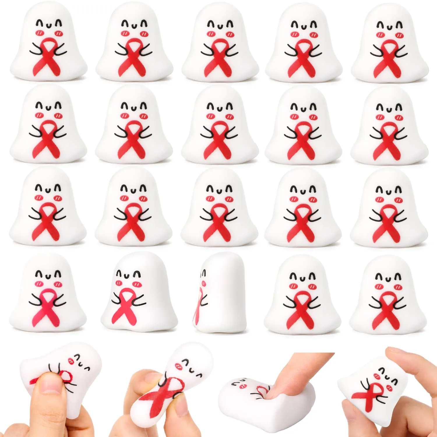 Thenshop 20 Pcs Red Ribbon Week Ghost Balls Halloween Anti Drug Party Favor