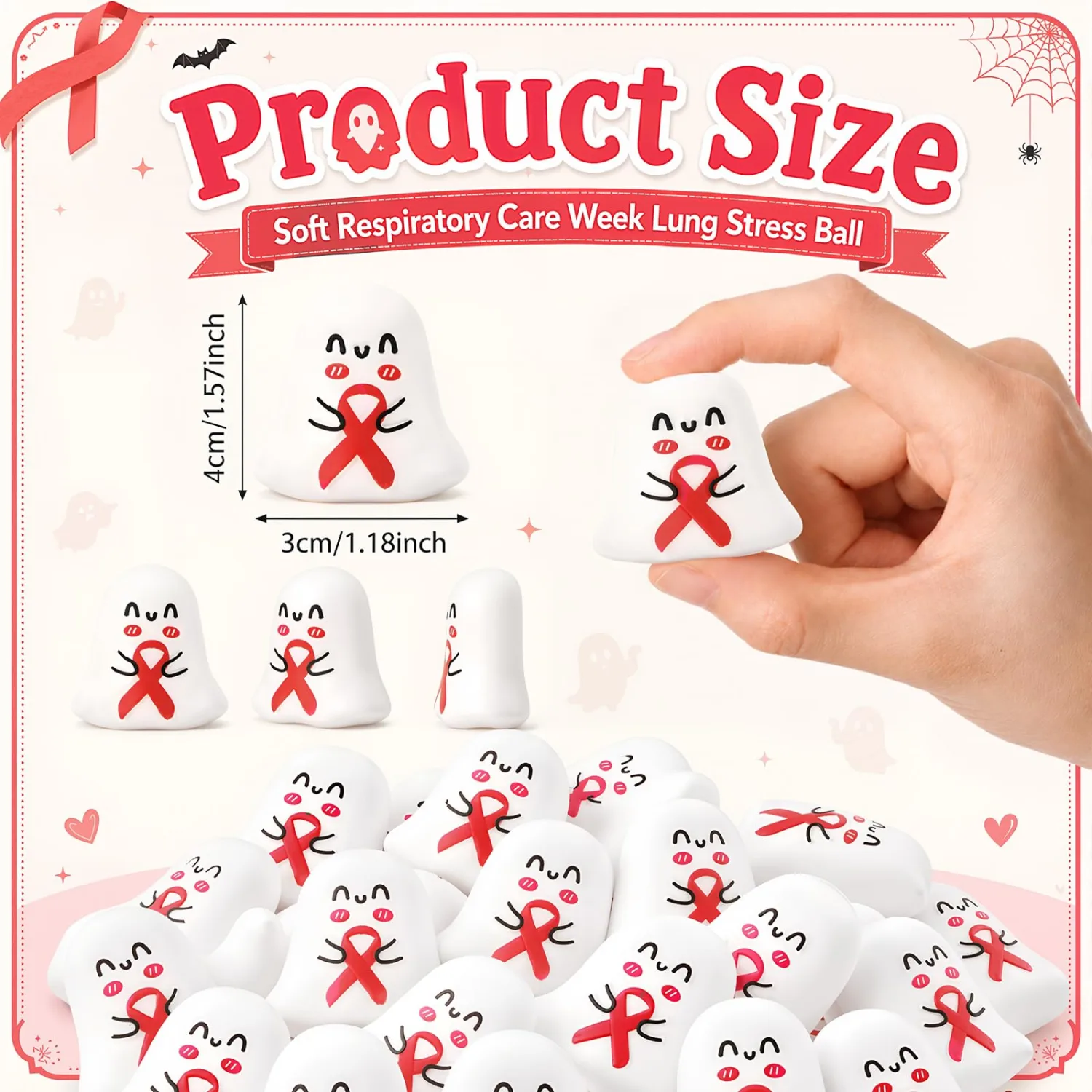 Thenshop 20 Pcs Red Ribbon Week Ghost Balls Halloween Anti Drug Party Favor