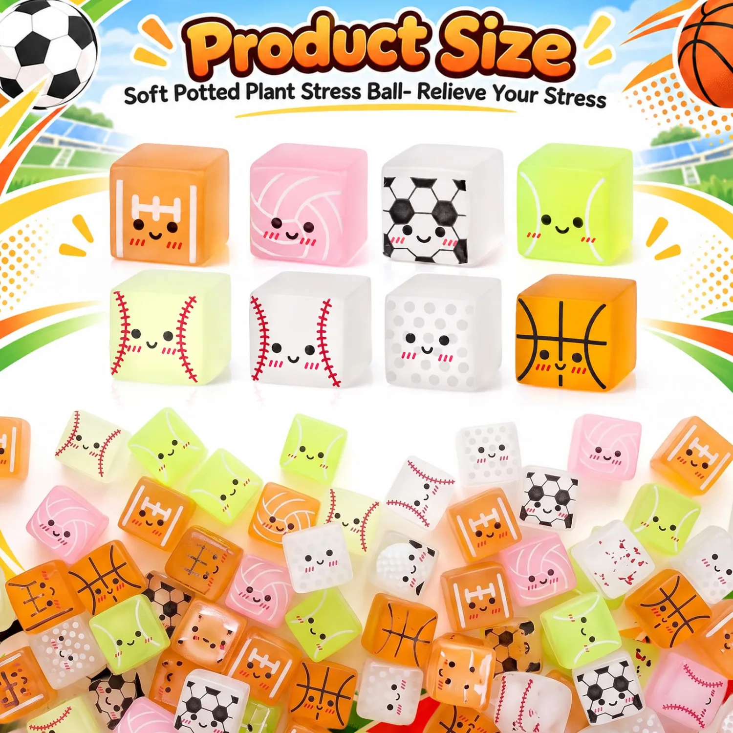 Thenshop 24 Pcs Sports Ball Ice Cube 8 Style
