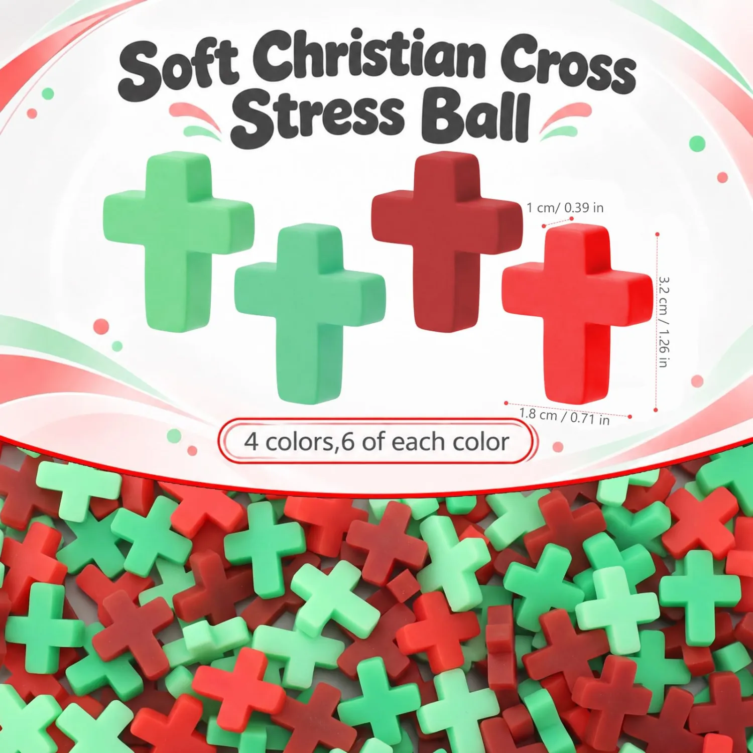 Thenshop 24 Pcs Christmas Cross Fidget Favor Religious for Party Supply