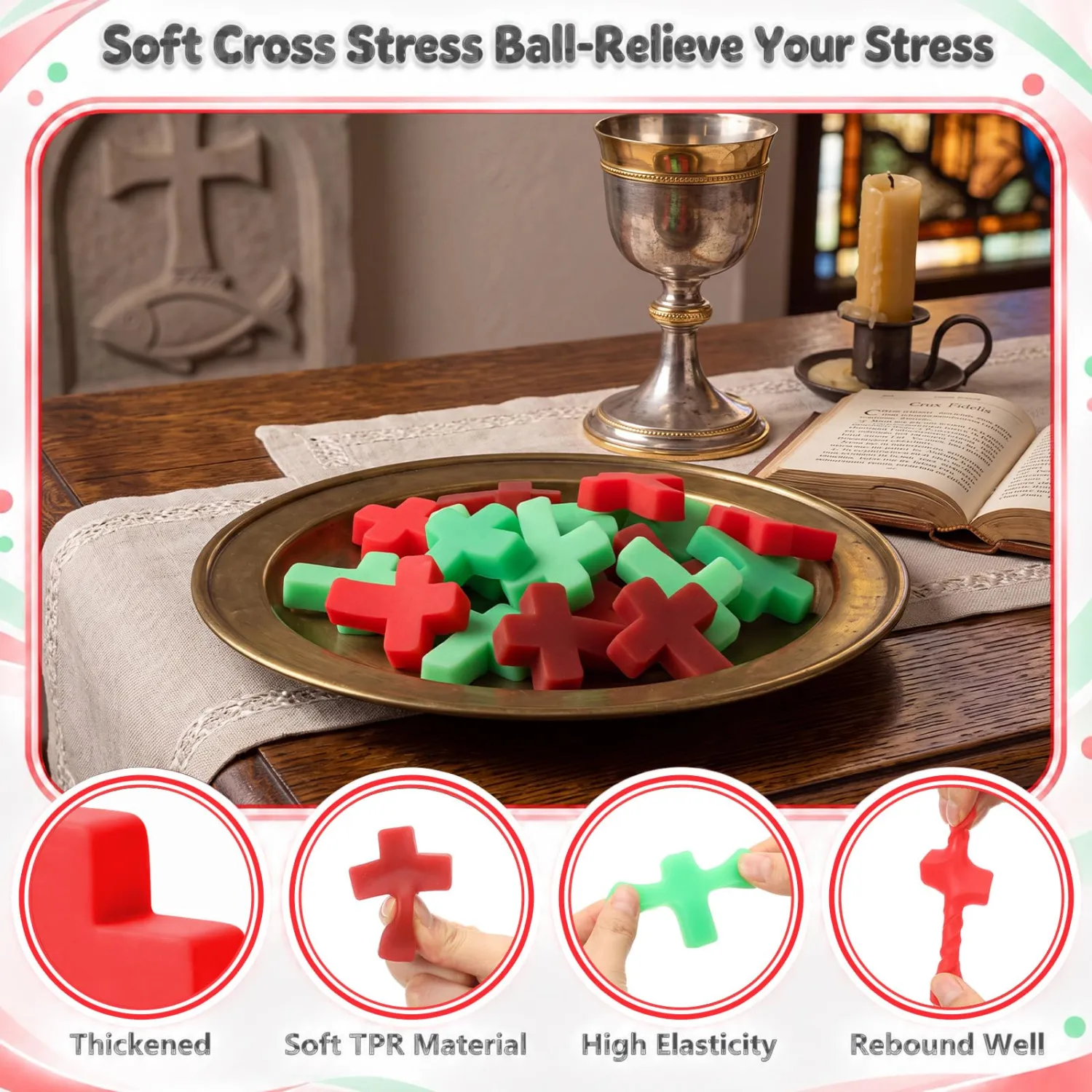Thenshop 24 Pcs Christmas Cross Fidget Favor Religious for Party Supply