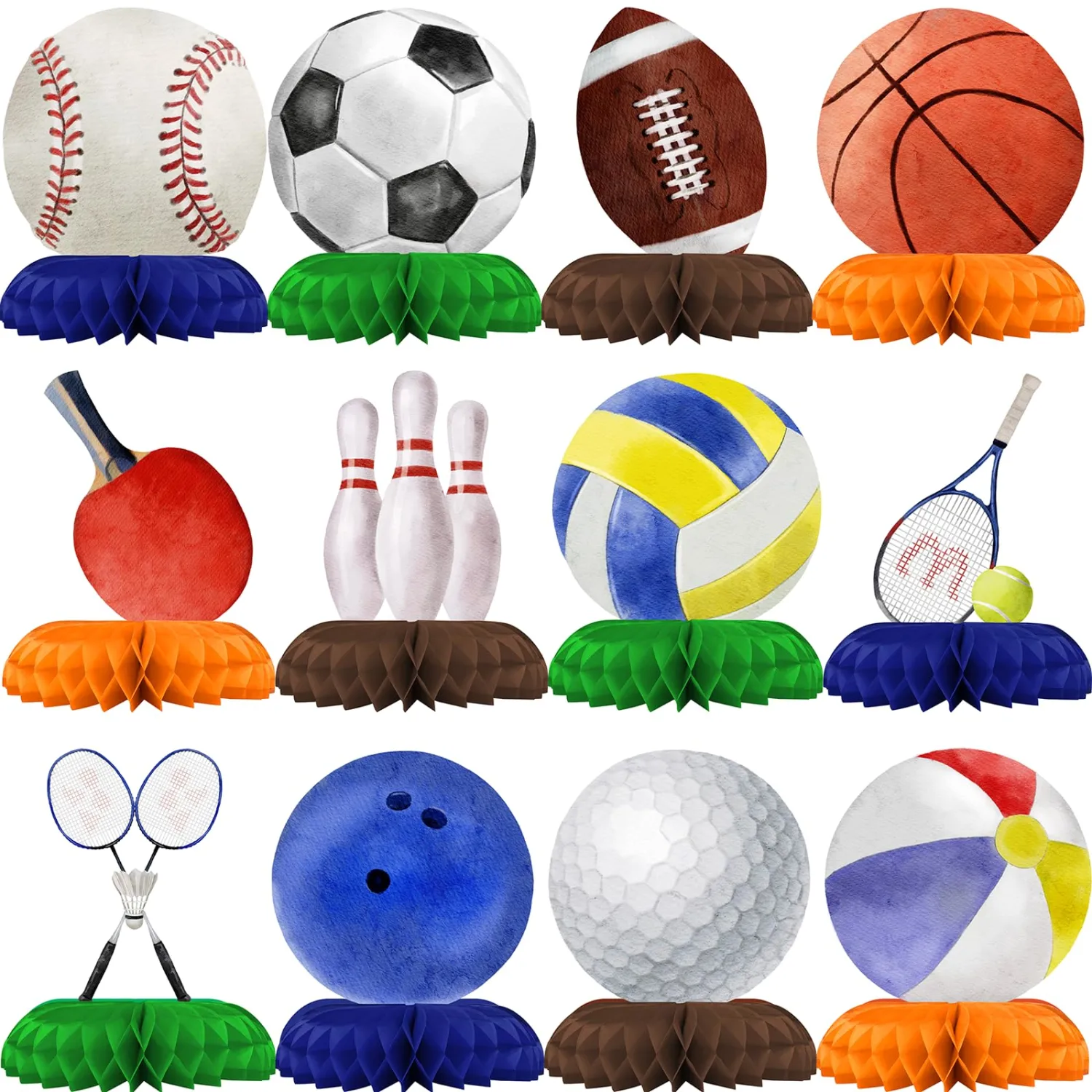 Sports Party Decorations Honeycomb Centerpieces for Kids Birthday Decor