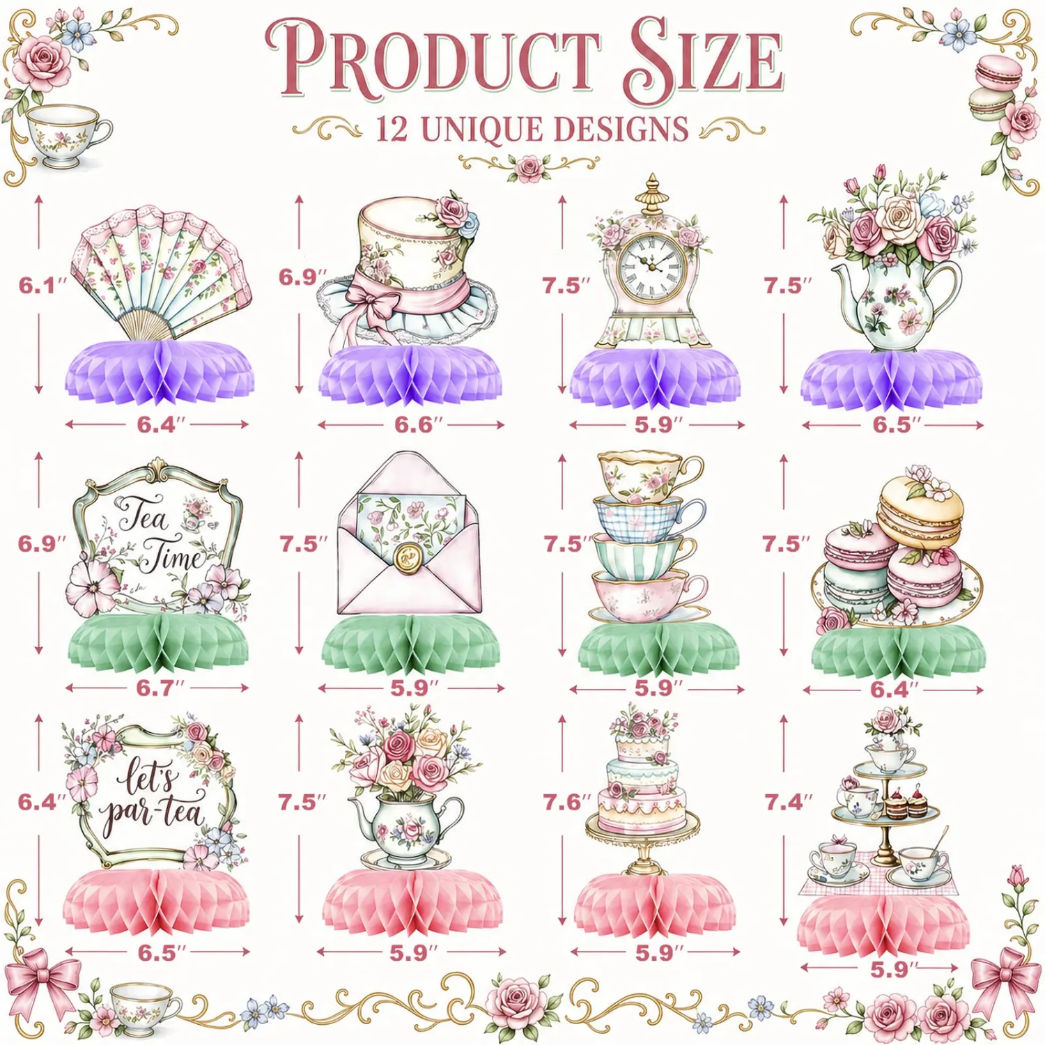 Tea Party Decorations Honeycomb Centerpieces for Girls Birthday