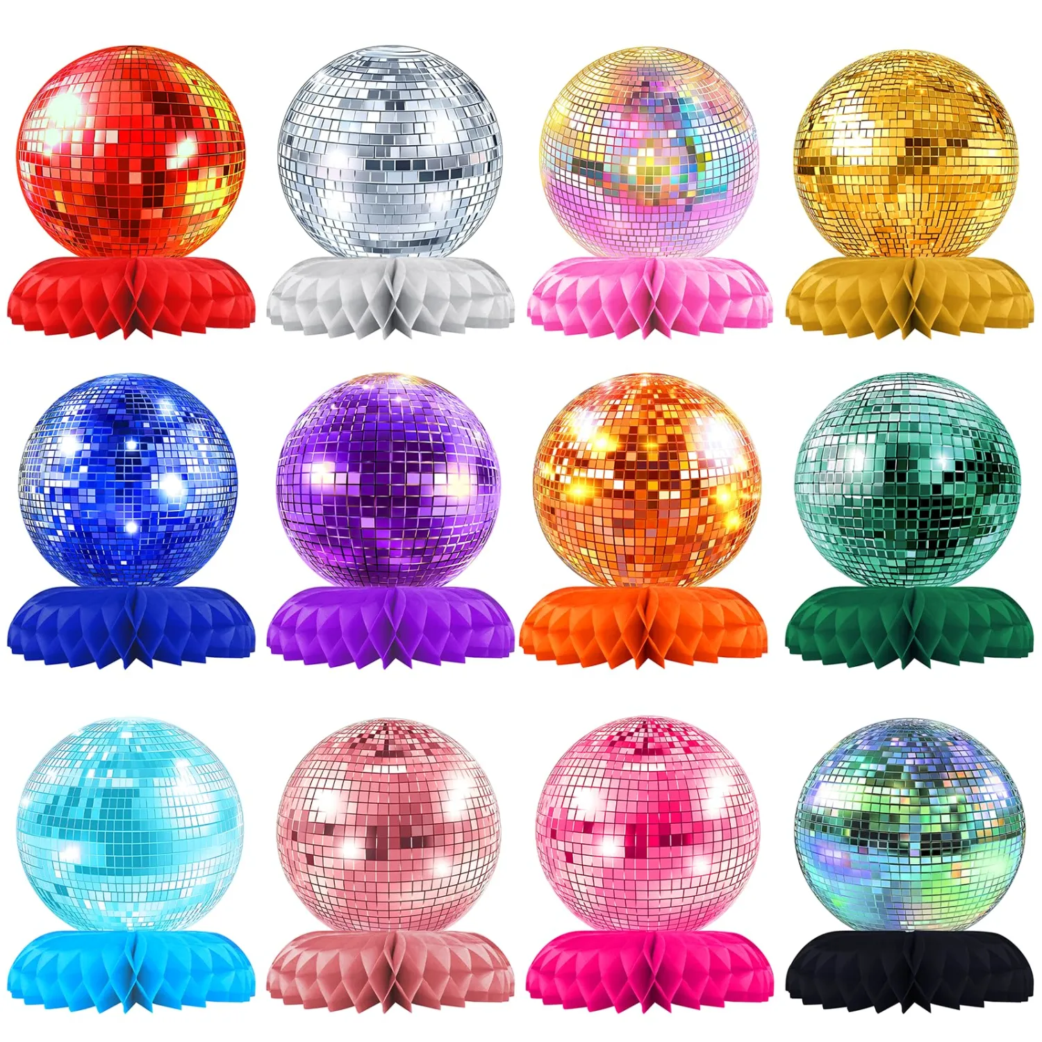 Disco Ball Honeycomb Centerpieces for Disco Party Decorations