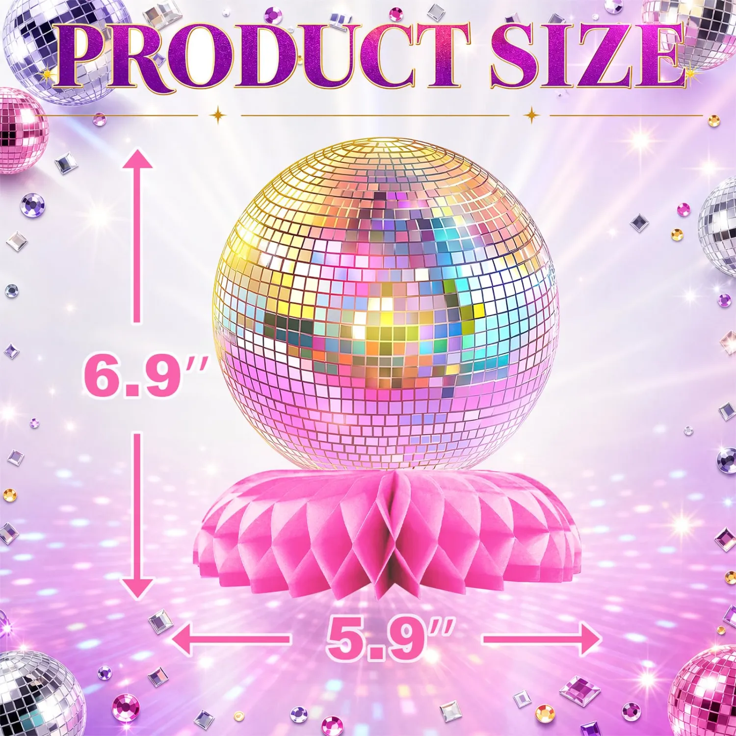 Disco Ball Honeycomb Centerpieces for Disco Party Decorations