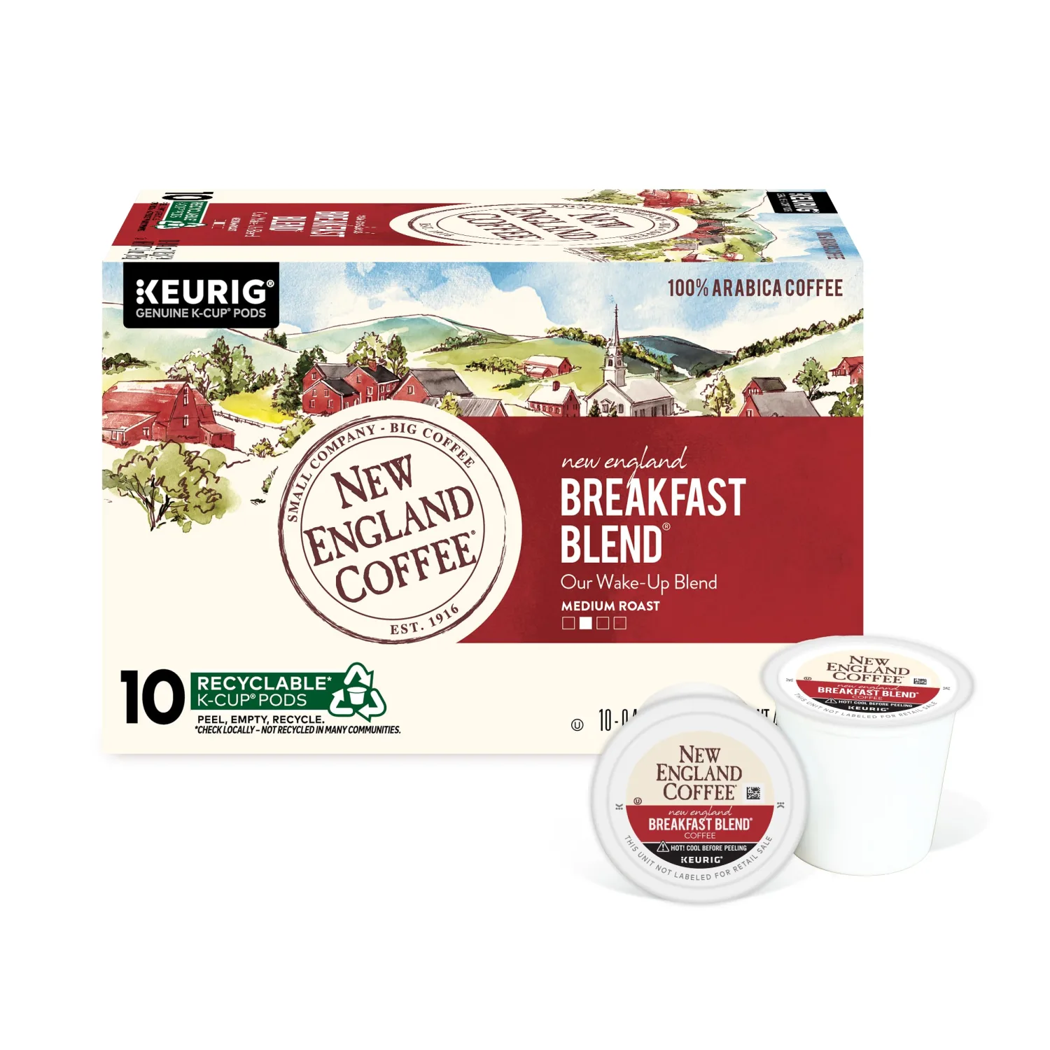 New England Coffee Breakfast Blend Single Serve Pods 10 Count (Pack of 1)