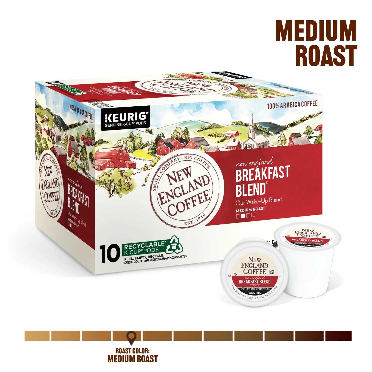 New England Coffee Breakfast Blend Single Serve Pods 10 Count (Pack of 1)