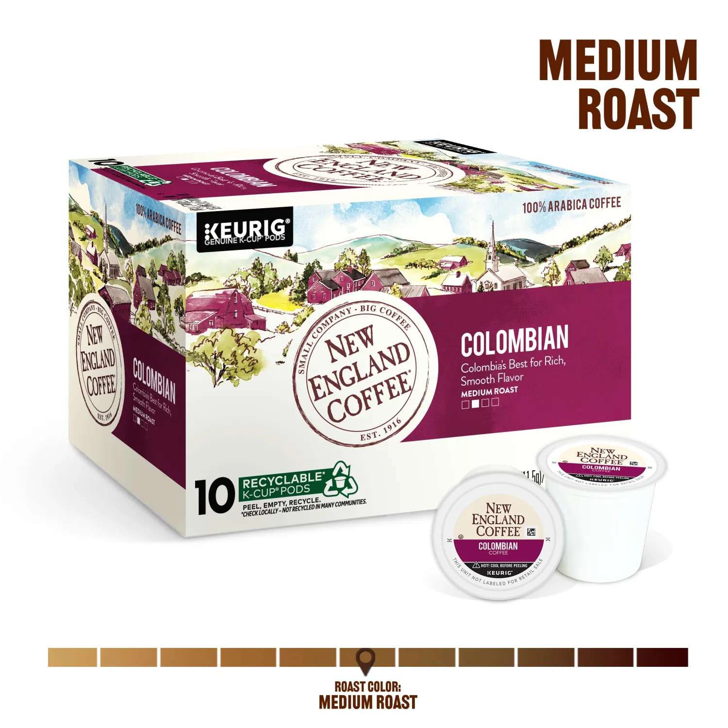 New England Coffee Colombian Supremo Single Serve Pods 10 Count (Pack of 1)