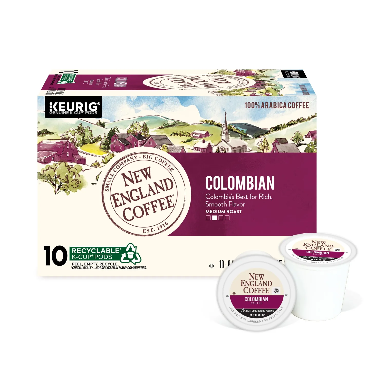New England Coffee Colombian Supremo Single Serve Pods 10 Count (Pack of 1)