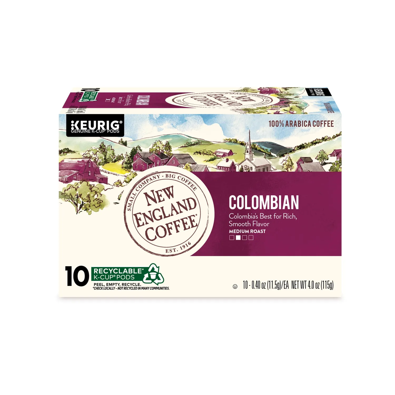 New England Coffee Colombian Supremo Single Serve Pods 10 Count (Pack of 1)