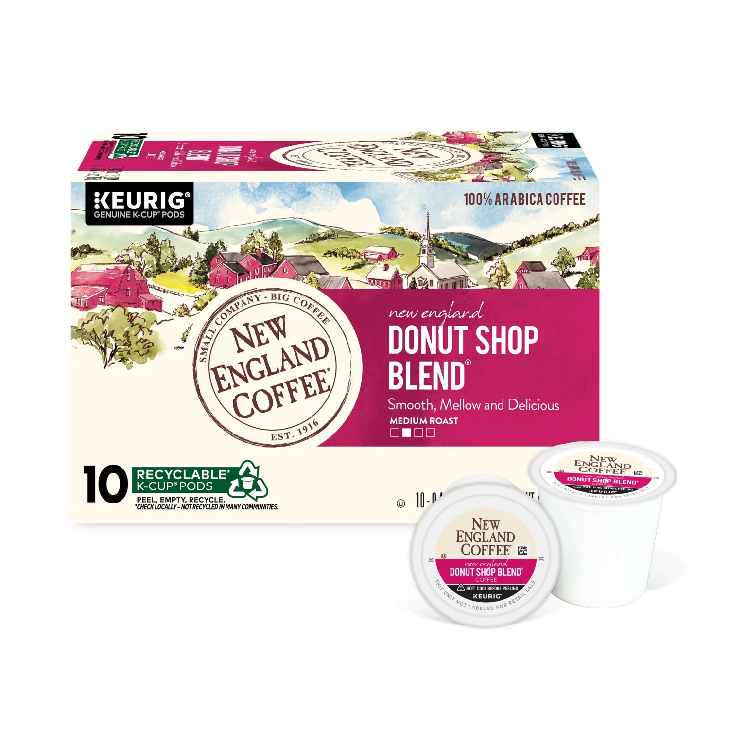New England Coffee Donut Shop Blend Single Serve Pods 10 Count (Pack of 1)