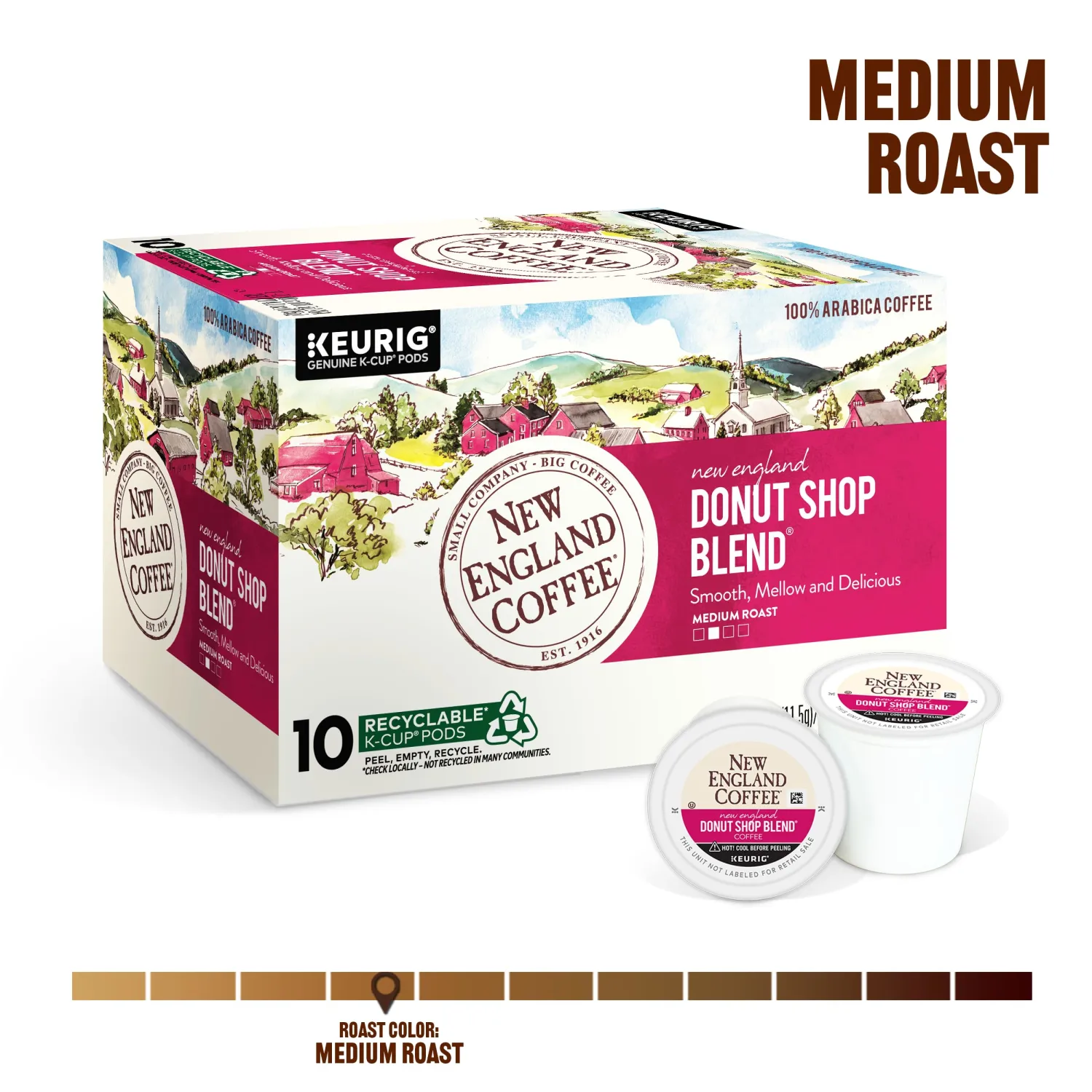 New England Coffee Donut Shop Blend Single Serve Pods 10 Count (Pack of 1)