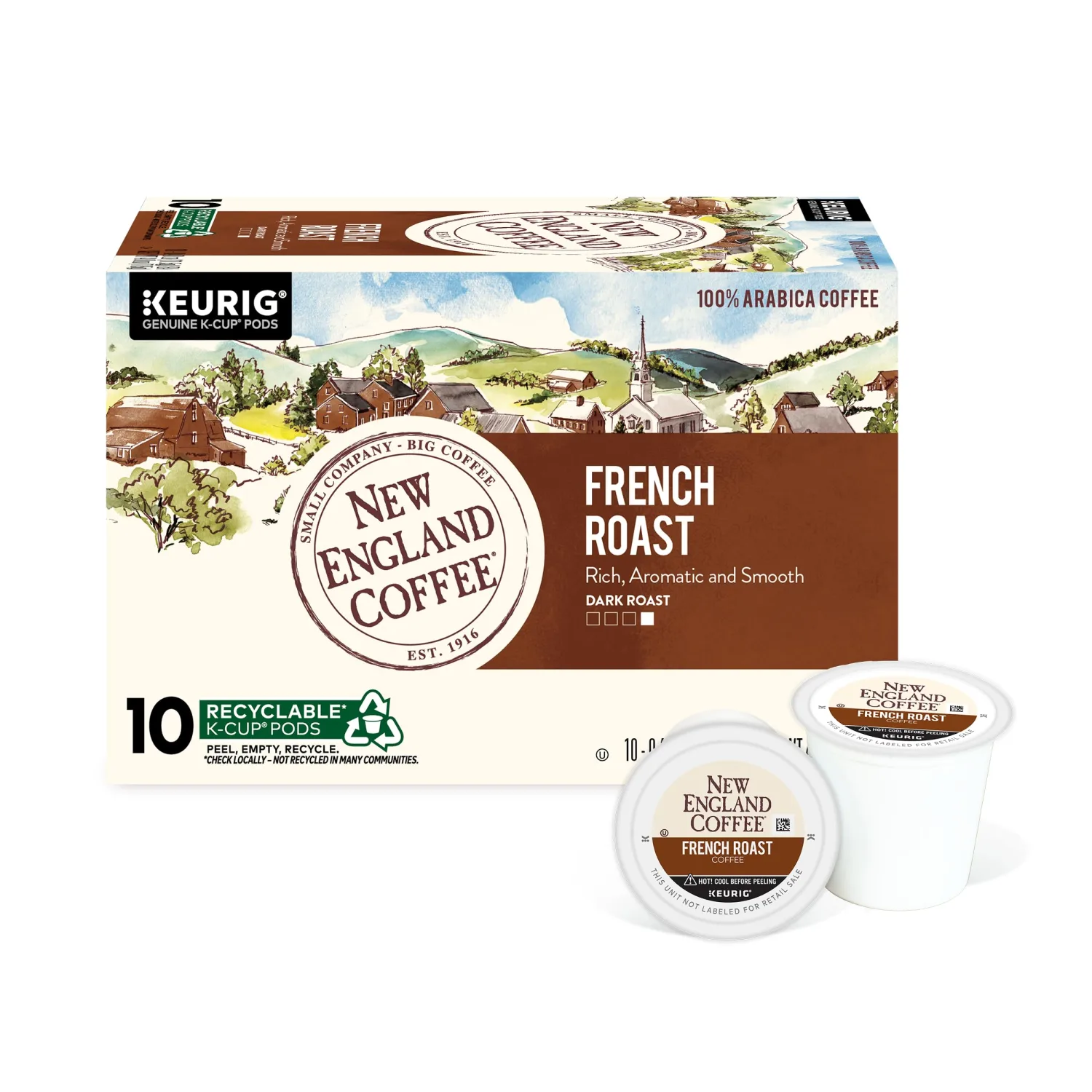 New England Coffee French Roast Single Serve Pods 10 Count (Pack of 1)