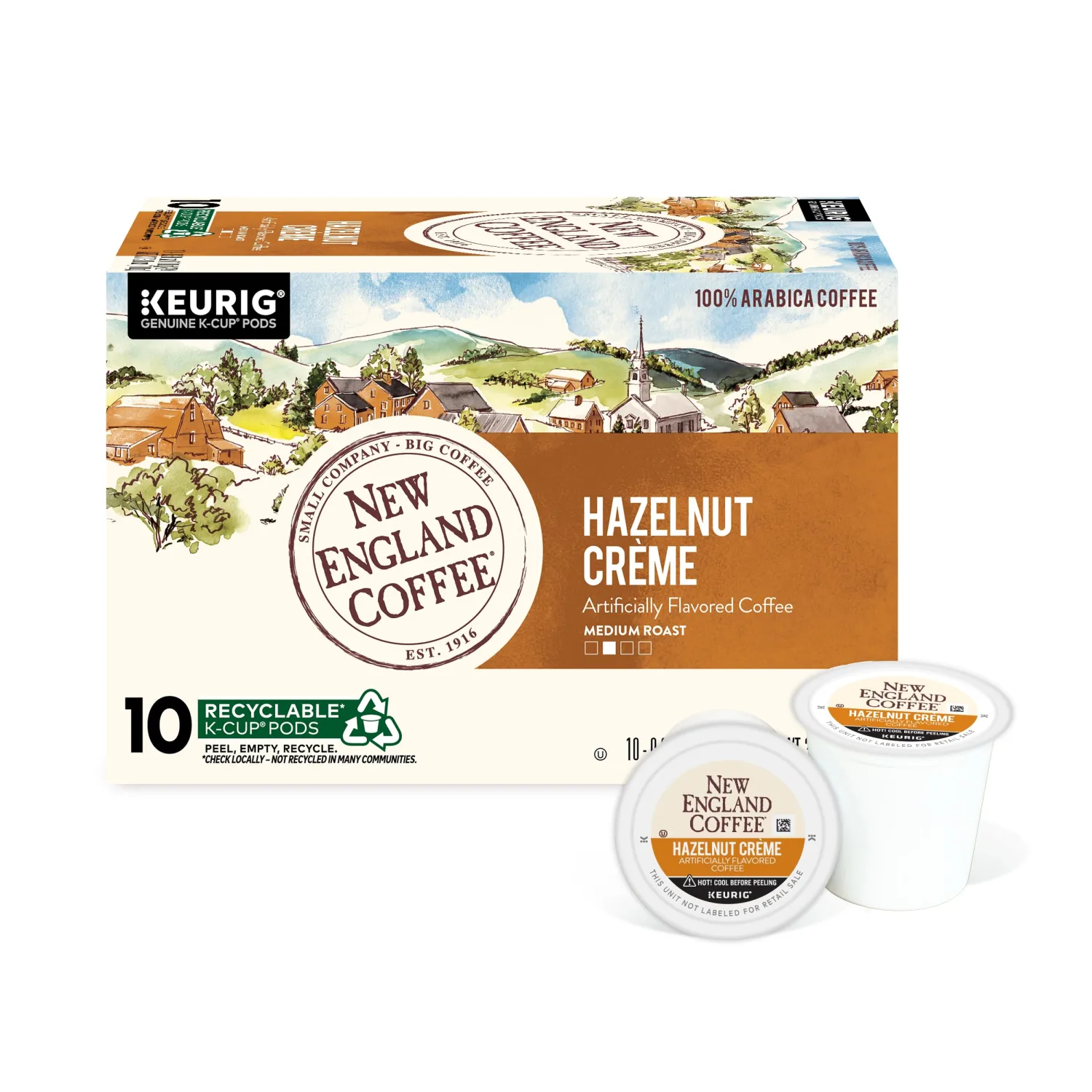 New England Coffee Hazelnut Crème Single Serve Pods 10 Count (Pack of 1)