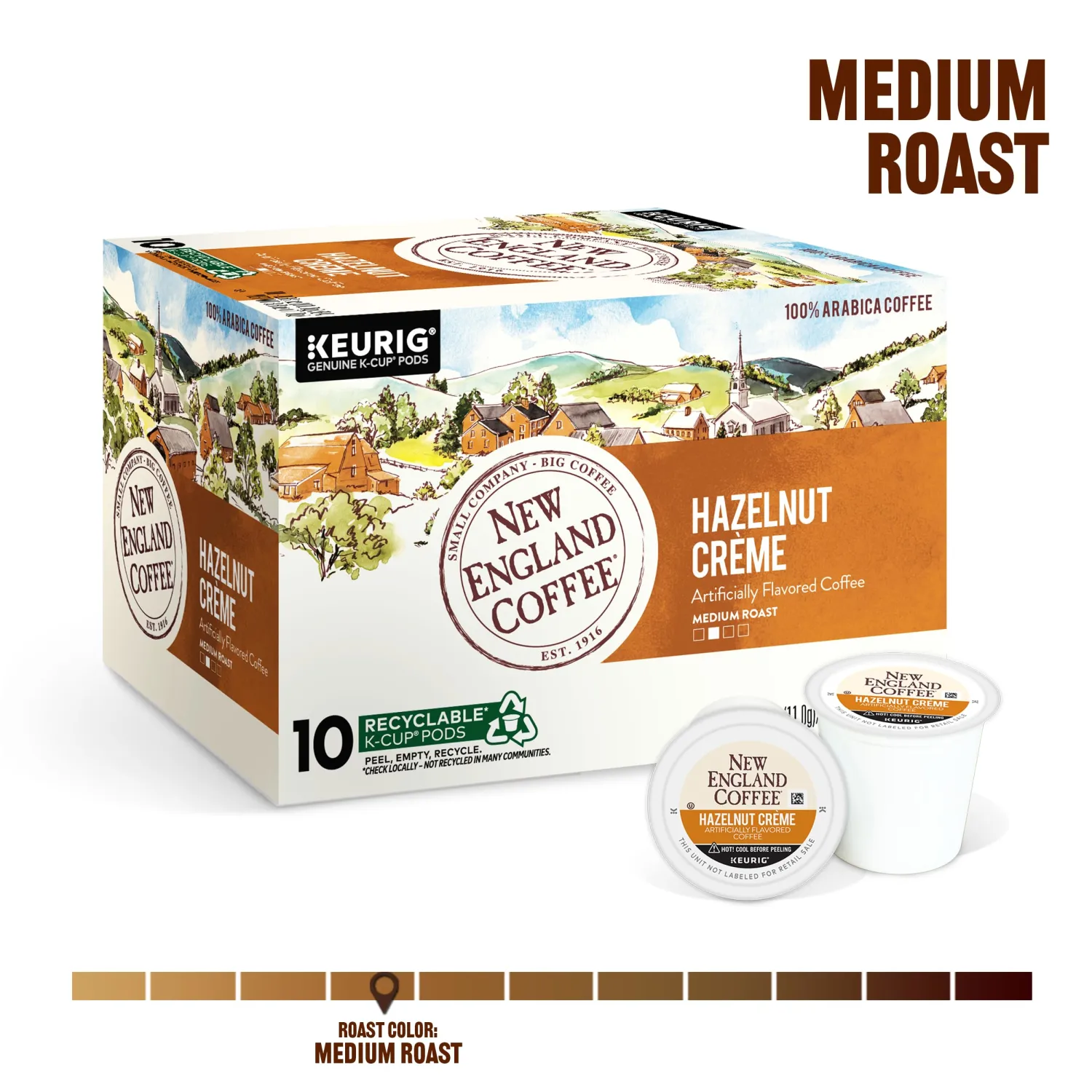 New England Coffee Hazelnut Crème Single Serve Pods 10 Count (Pack of 1)