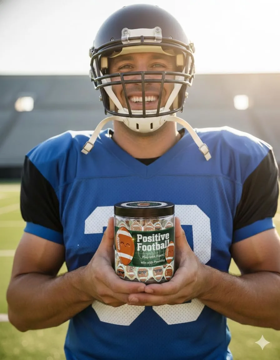 Positive Football Jar with 60 Daily Affirmation Cards, Emotional Support, Motivational Gift, Football Gifts for Men, Teens, Boys, Girls, Coaches, Team - Football Team Gifts