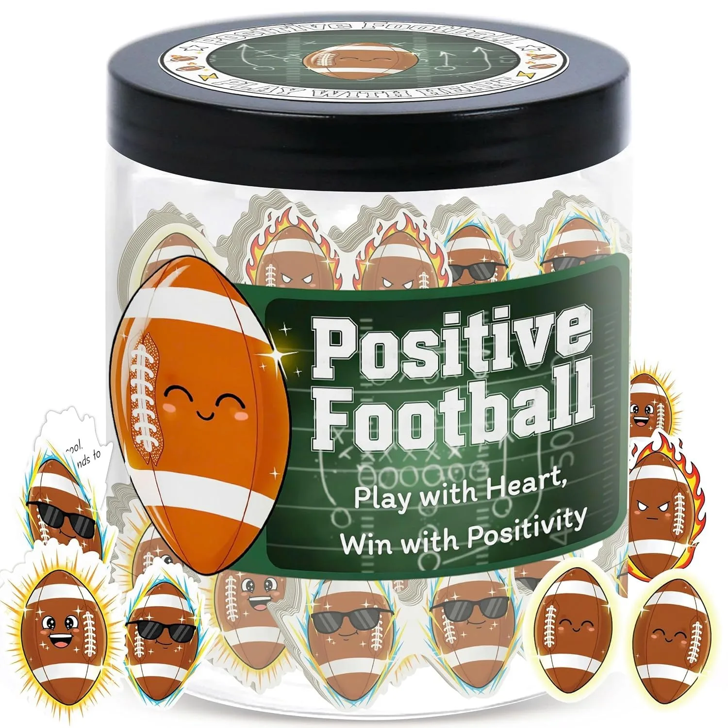 Positive Football Jar with 60 Daily Affirmation Cards, Emotional Support, Motivational Gift, Football Gifts for Men, Teens, Boys, Girls, Coaches, Team - Football Team Gifts