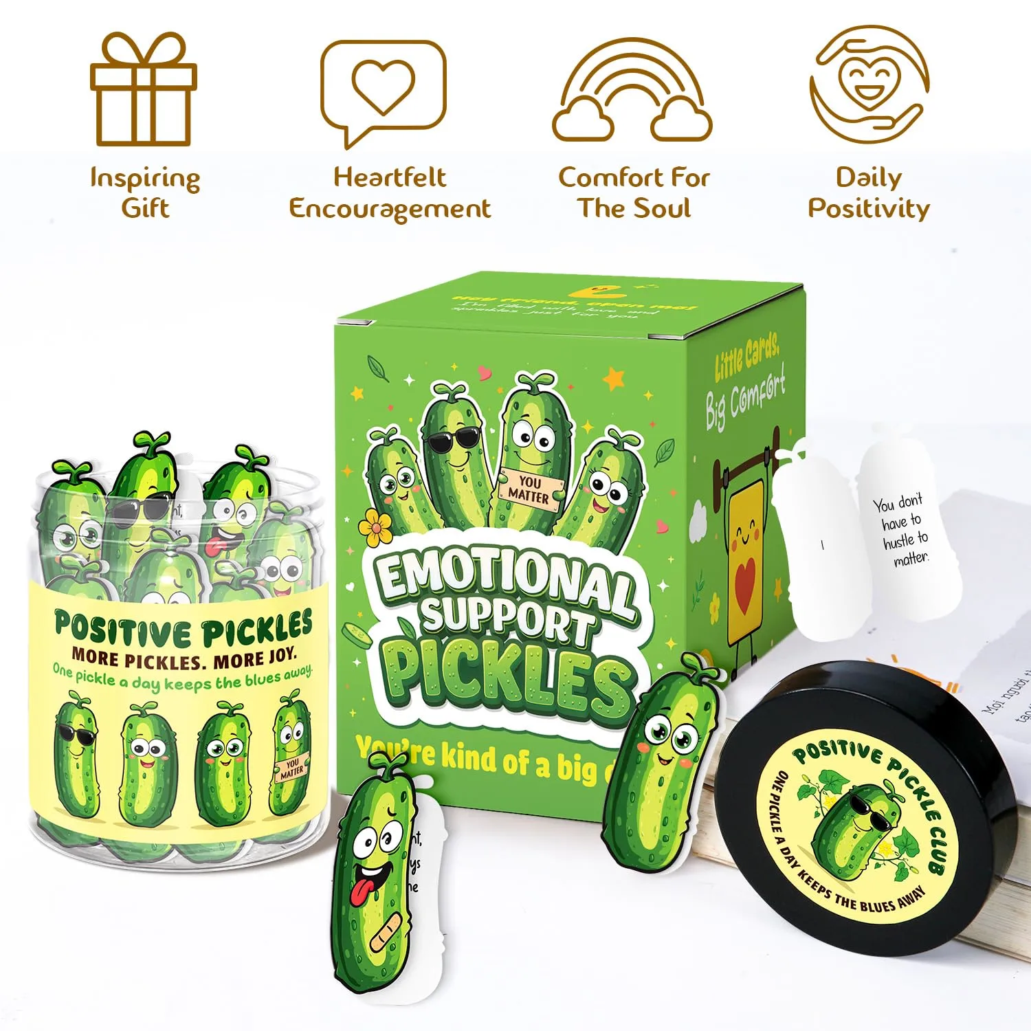 60 Positive Pickle Affirmation Cards Jar - Funny Galentines Day Gifts For Teen Girls Trendy Stuff, Valentine Pickle Gifts For Women, Cute Birthday Gift For Friends, Daughter, Sister, Adult